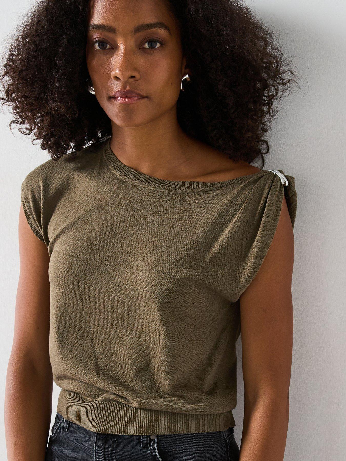 Image 5 of 6 of Mango Fine Knit Sweater With Hardwear Detail - Grey
