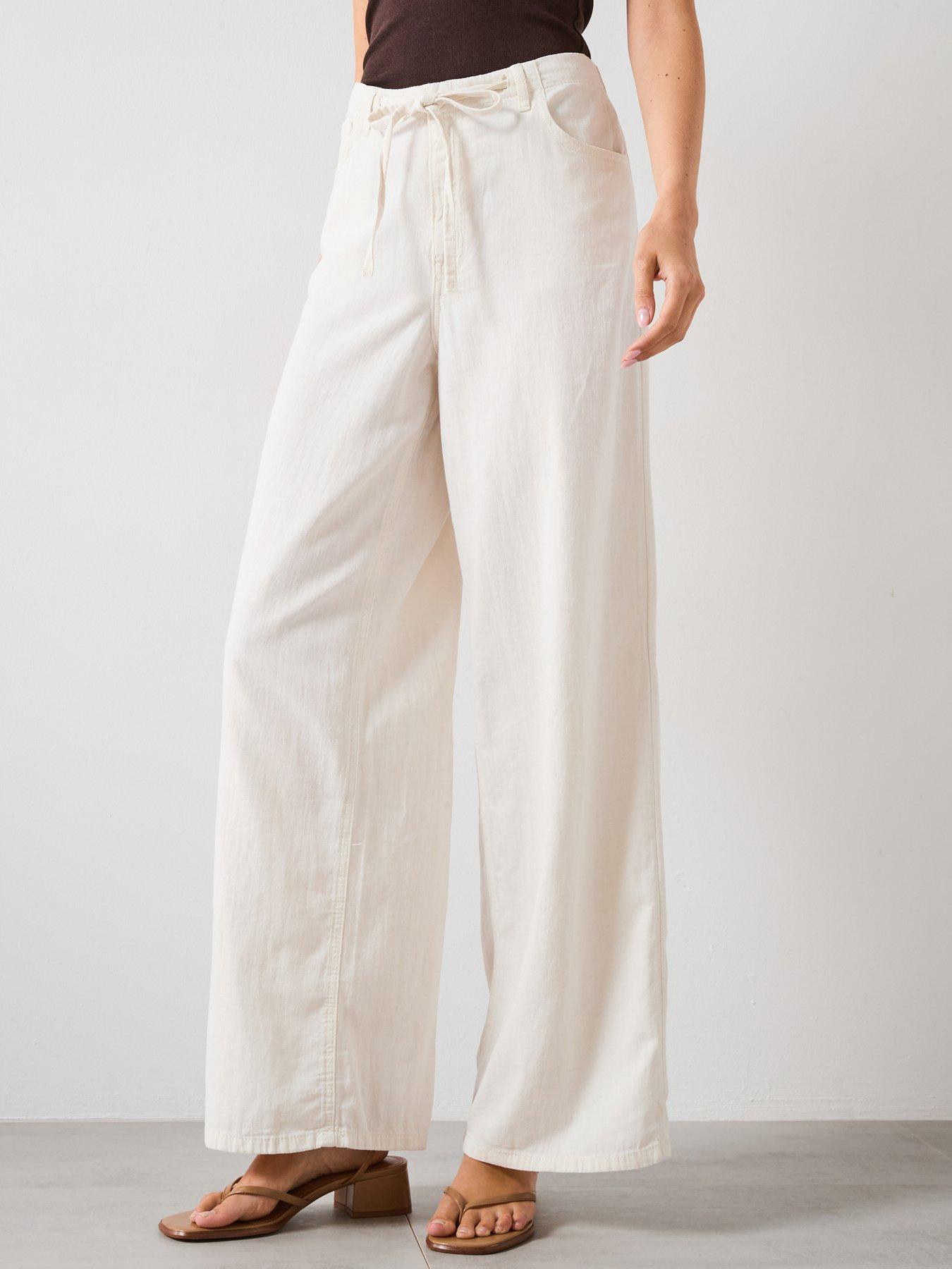 mango-wide-leg-denim-trousers-with-belt-cream