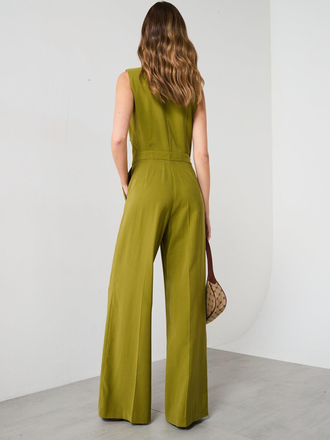 Image 2 of 6 of Mango Long Chest Pocket Jumpsuit - Green