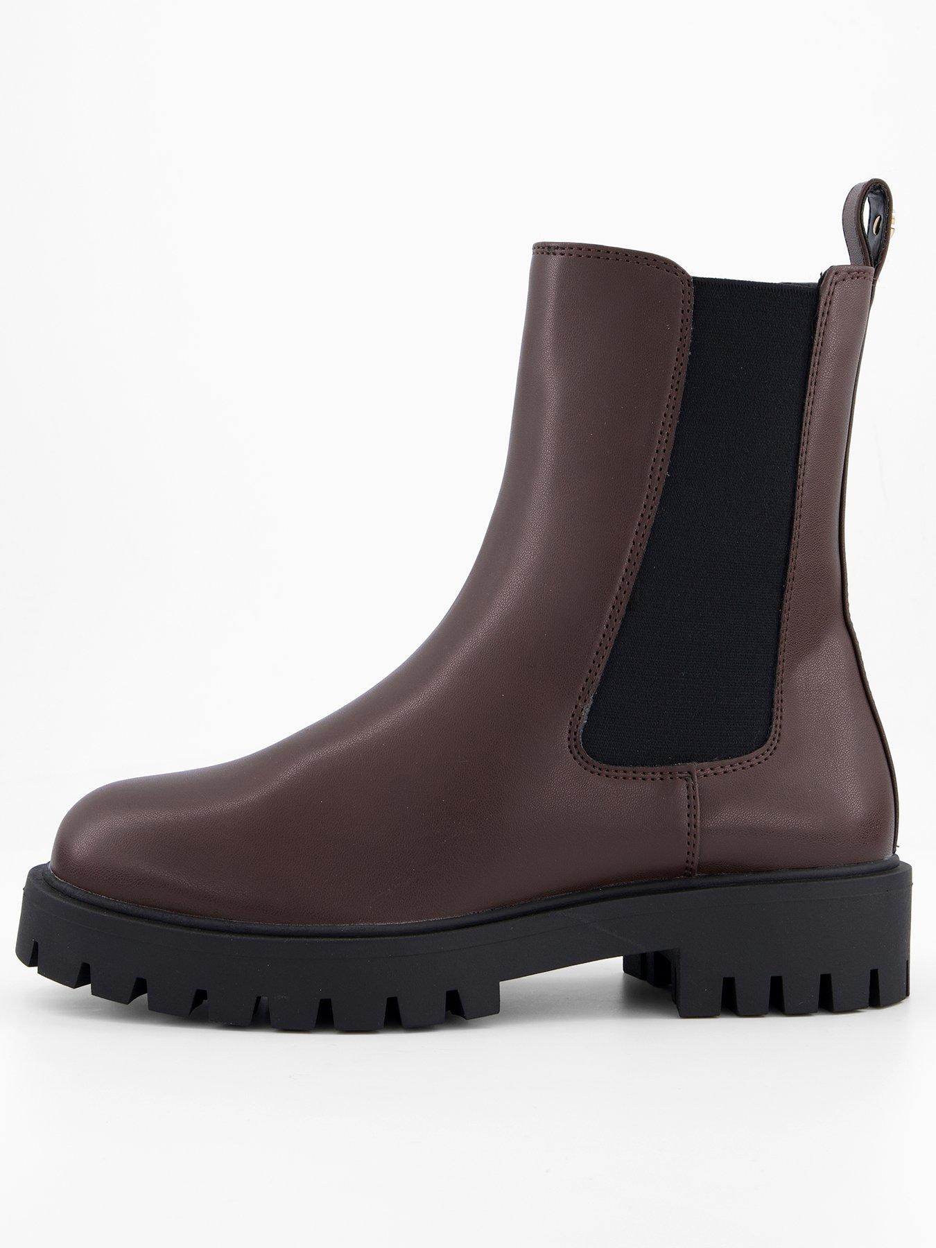 Mango Faux Leather Chunky Ankle Boot - Brown