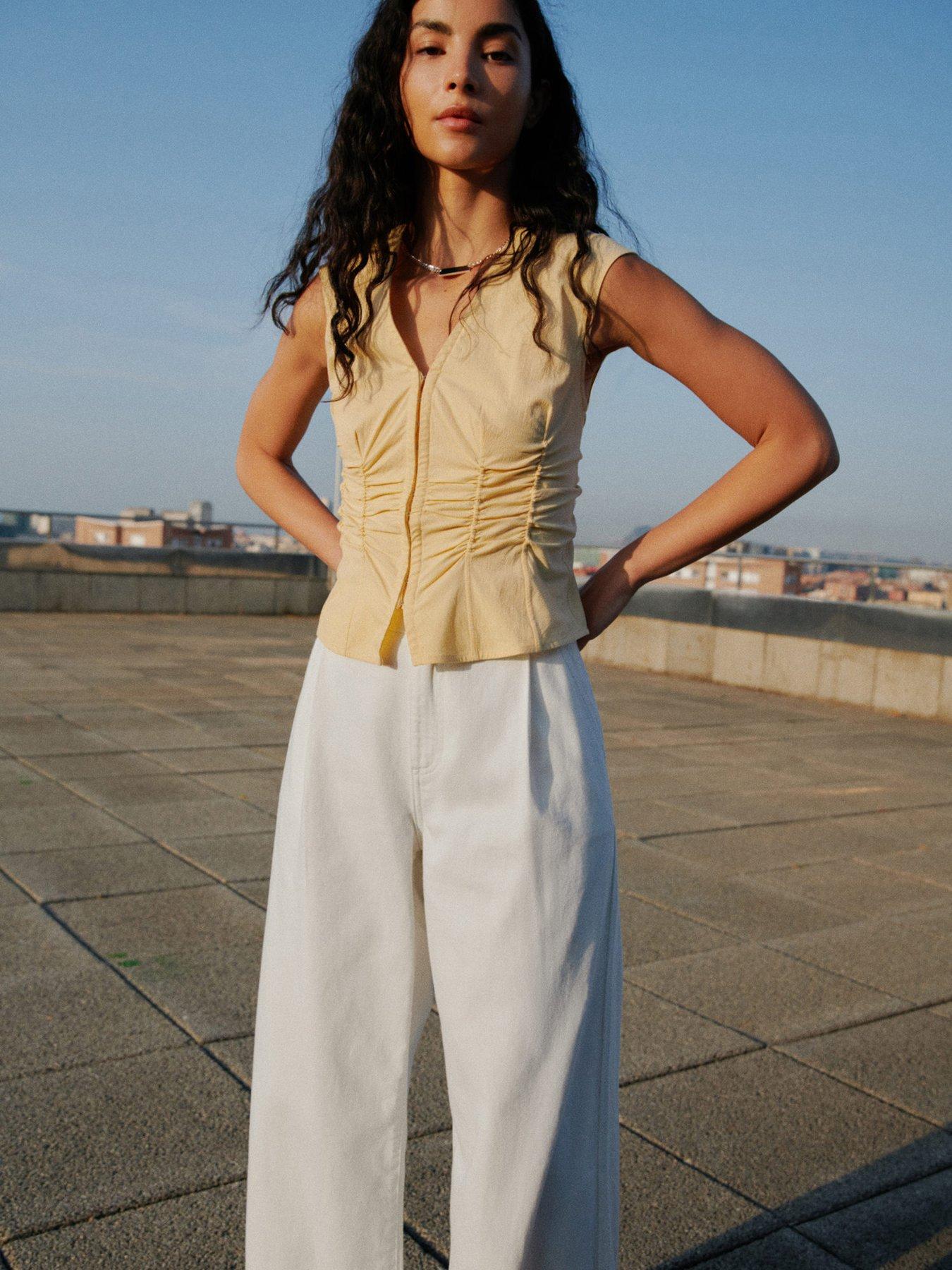 mango-gathered-cotton-blouse-creamback