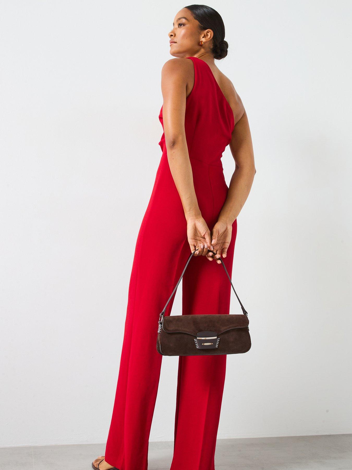 mango-one-shoulder-jumpsuit-redstillFront