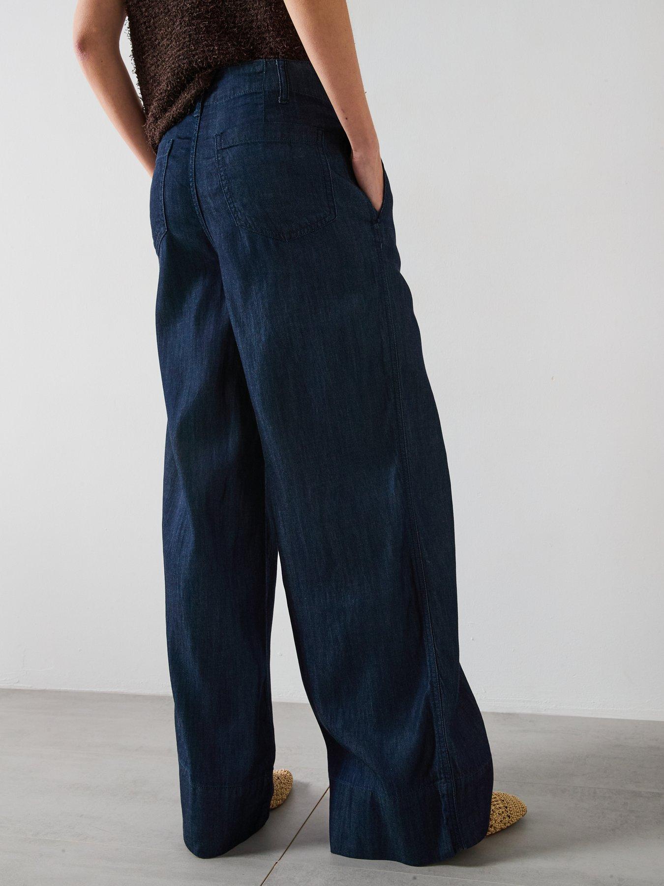 Image 2 of 6 of Mango Wide Leg Denim Pants With Stitching