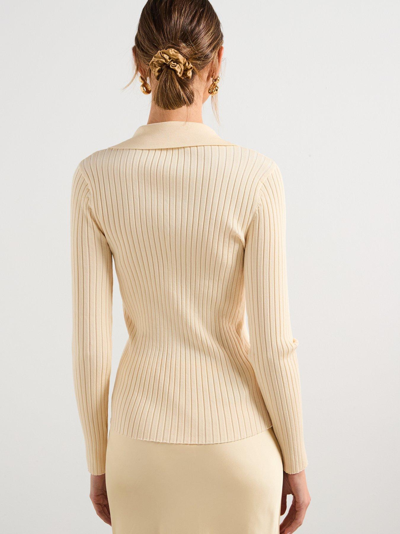 mango-ribbed-lapel-cardigan-creamstillFront