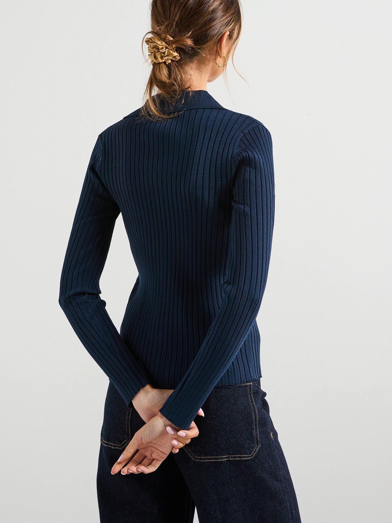 mango-ribbed-lapel-cardigan-navystillFront