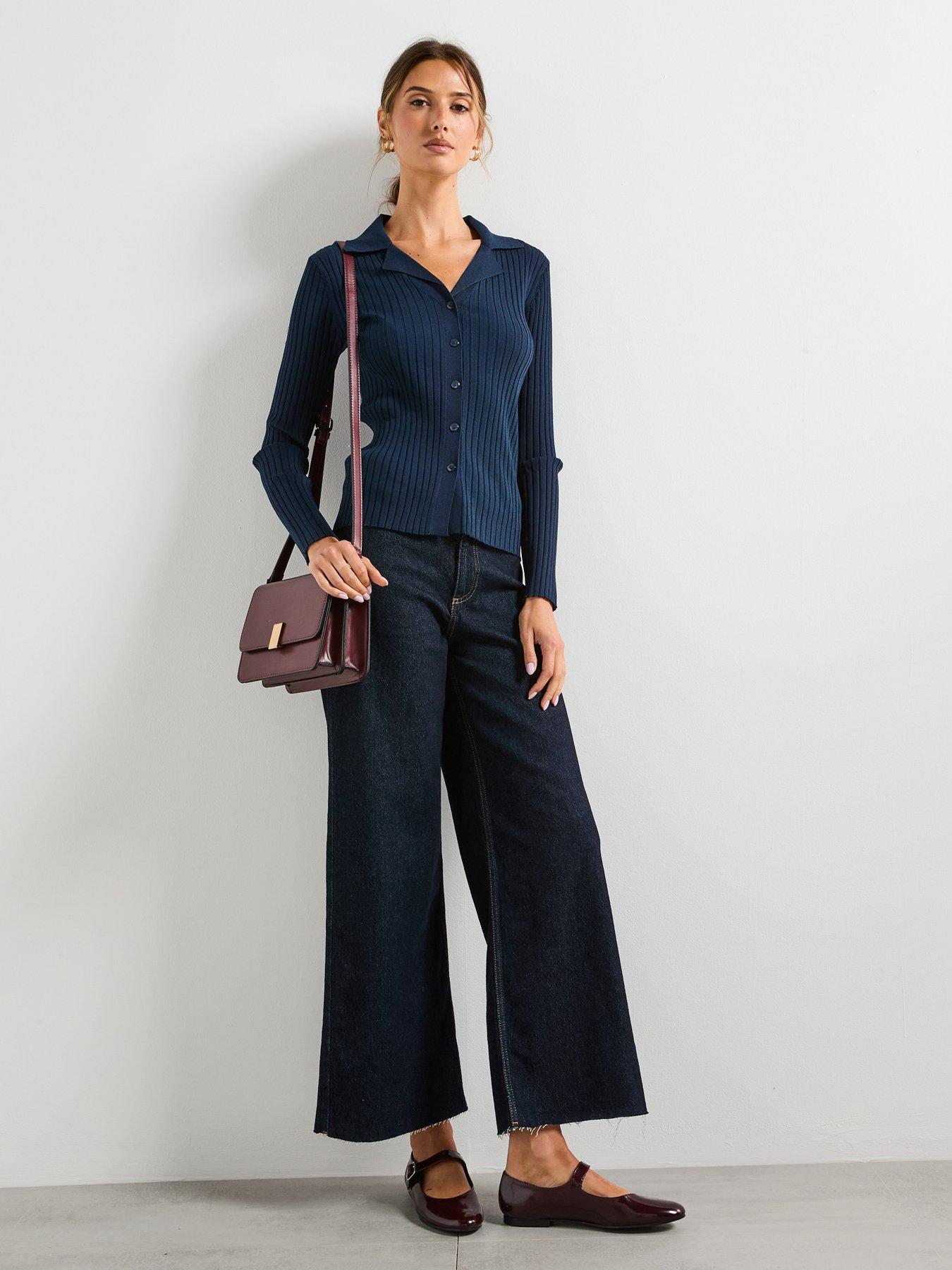 mango-ribbed-lapel-cardigan-navyback