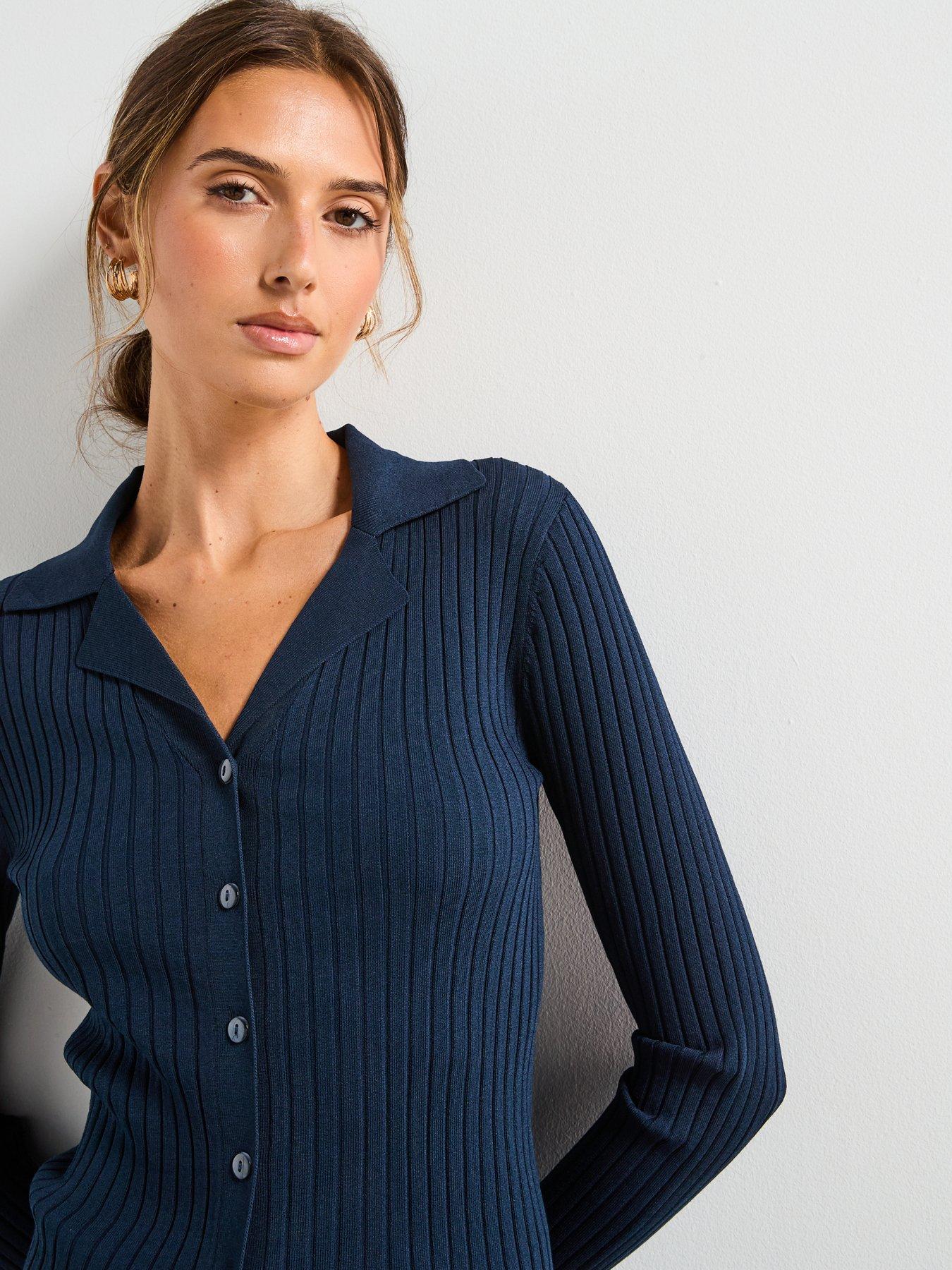 mango-ribbed-lapel-cardigan-navydetail