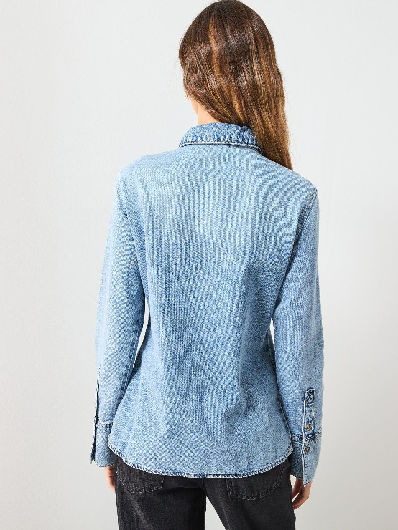 mango-denim-shirt-with-bowstillFront