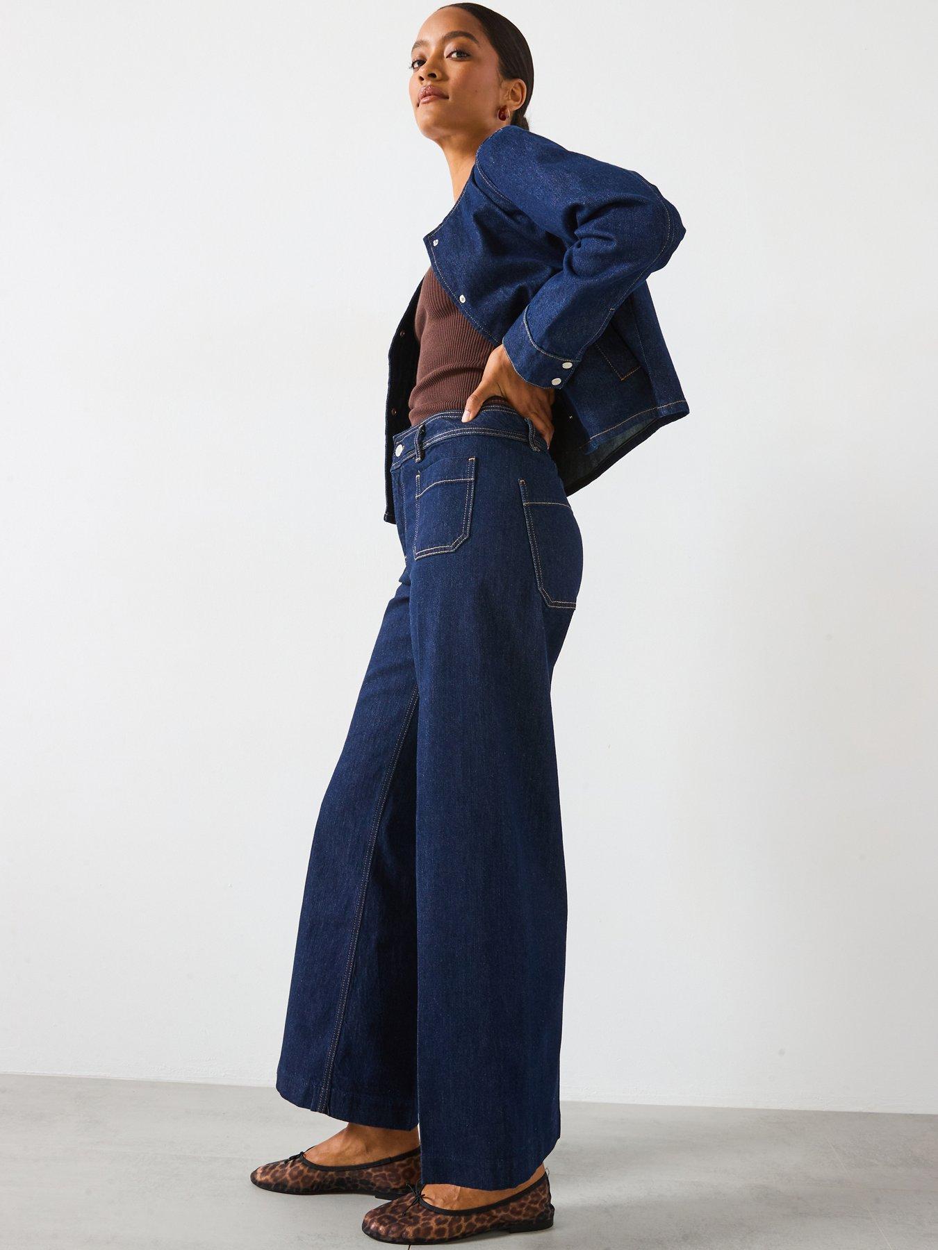 Mango Pocket Front Jessie Wide Leg Jeans - Blue