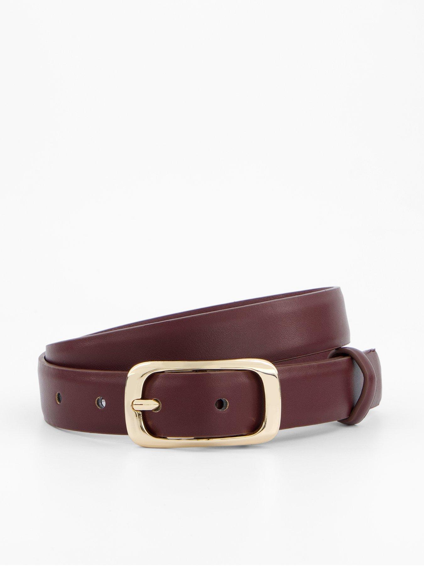 Image 1 of 5 of Mango Rectangular Buckle Belt - Red