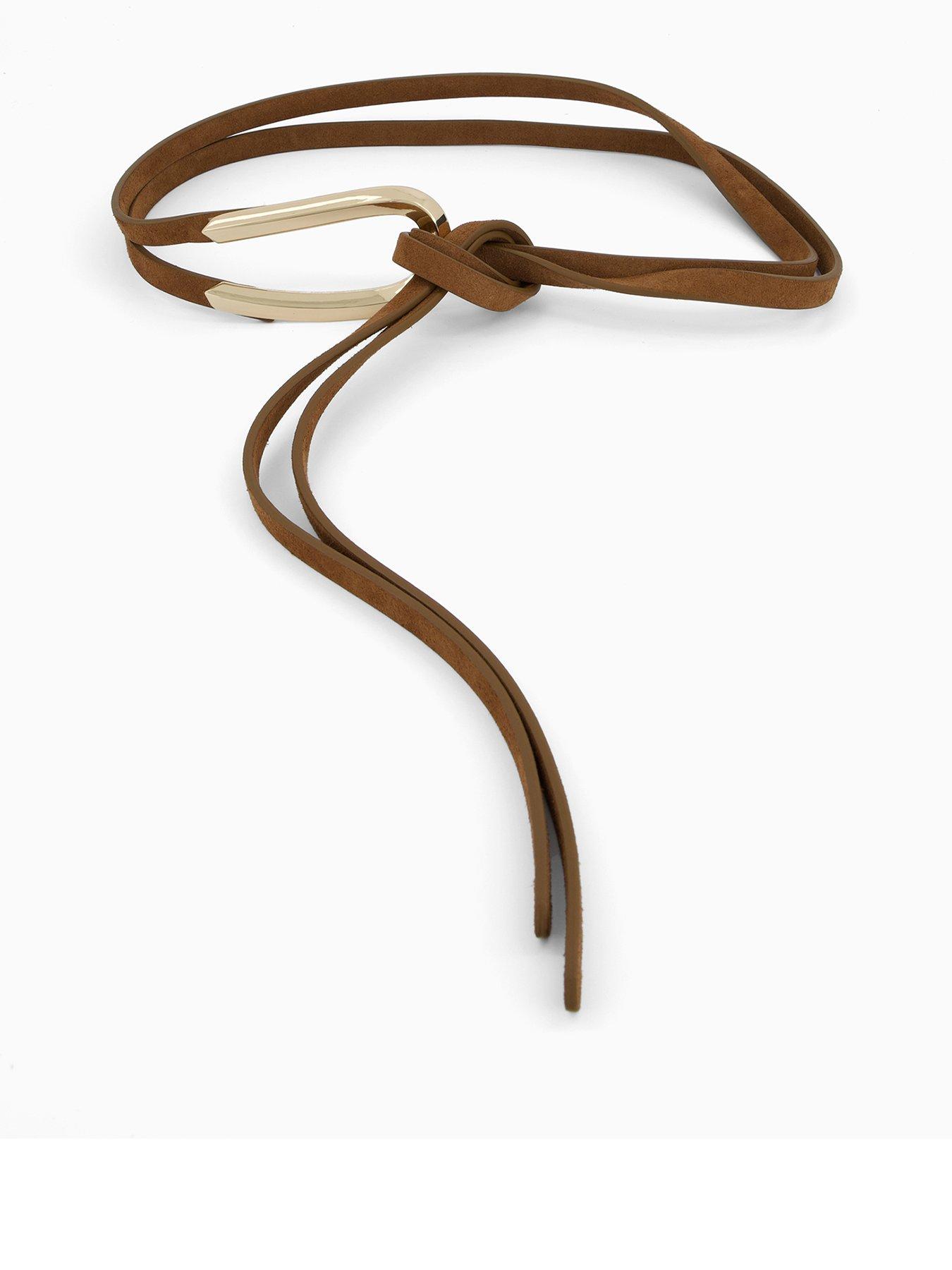 mango-thin-suede-leather-belt-brownfront