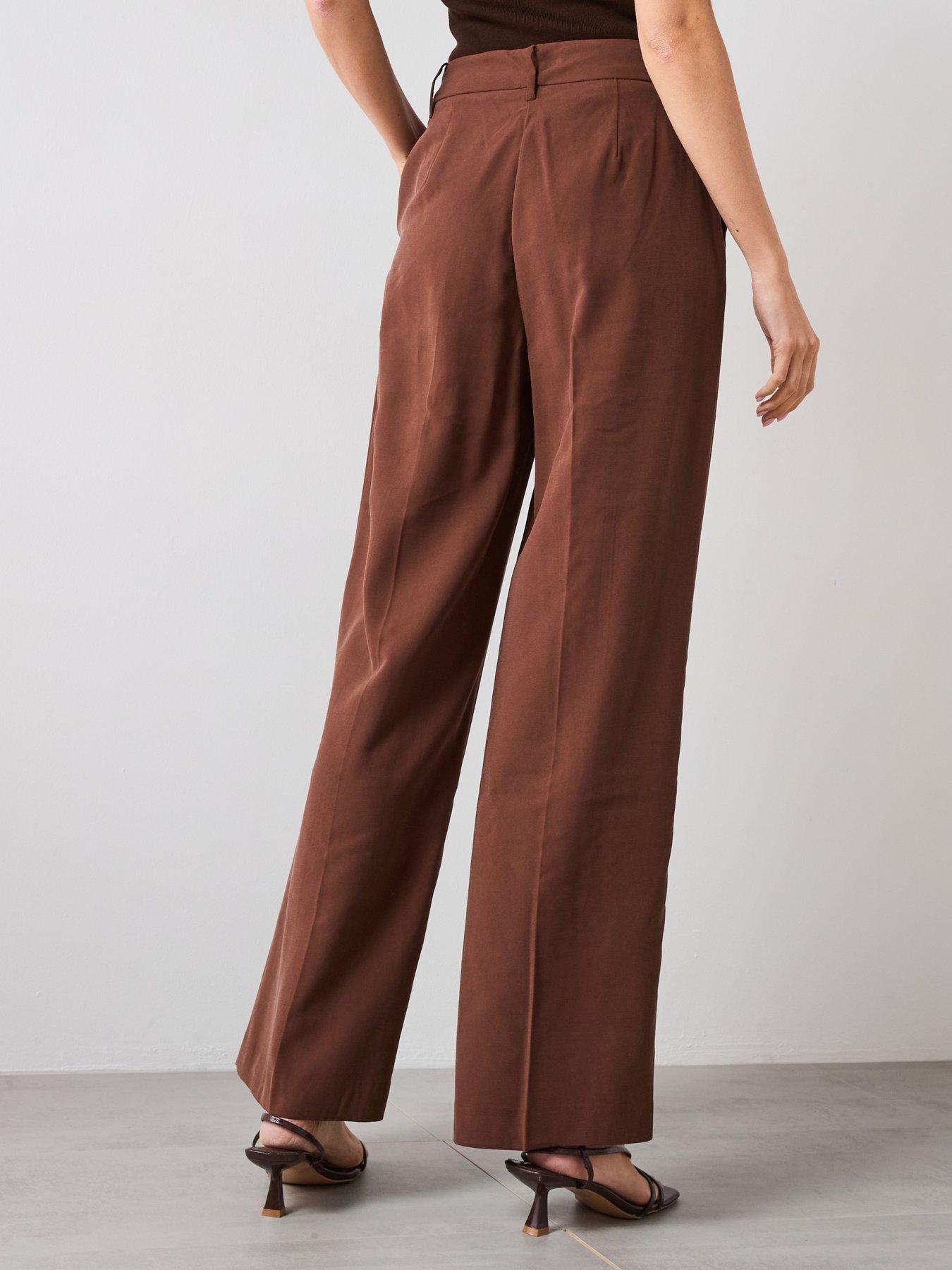 mango-straight-mid-rise-trousers-brownstillFront