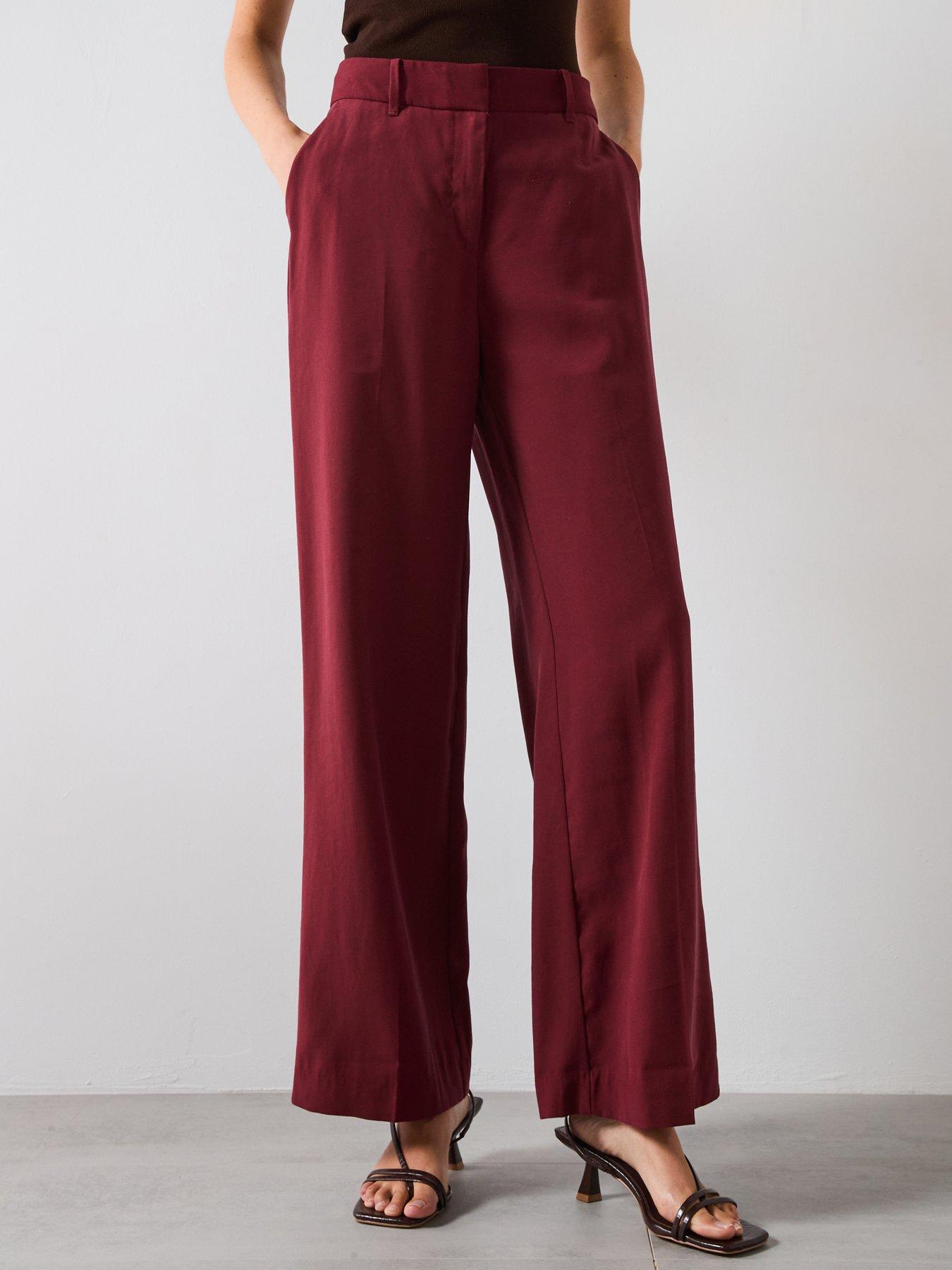 mango-straight-mid-rise-trousers-red