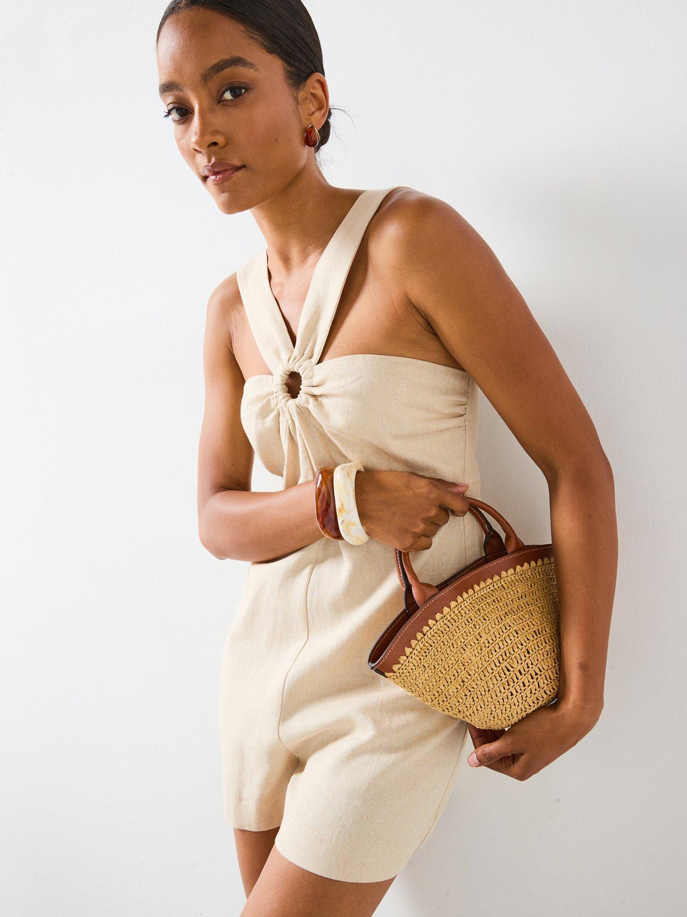 Mango Linen Jumpsuit With Hoop Detail - Beige