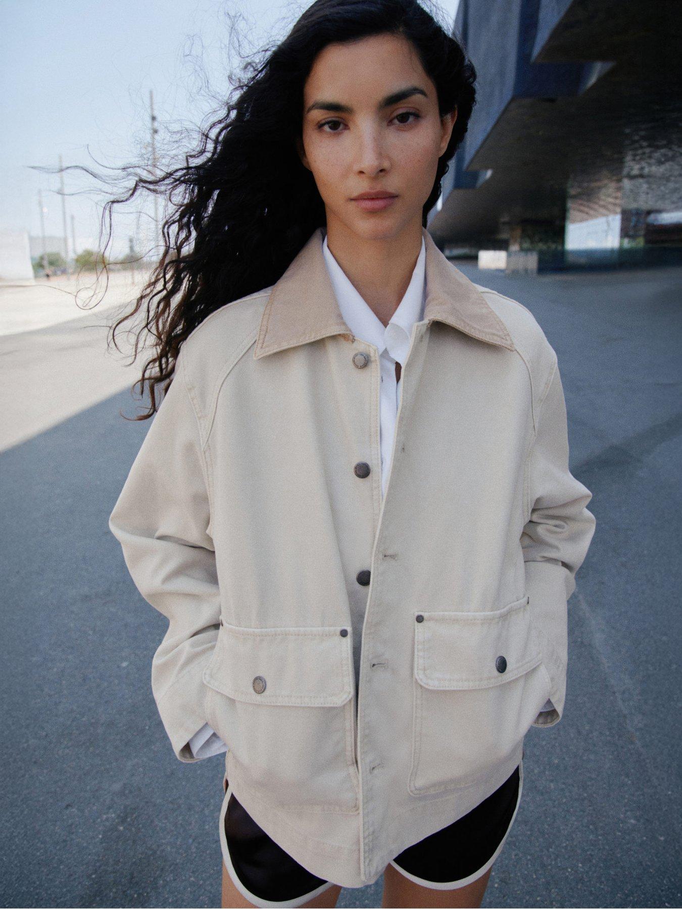 Mango Denim Parka With Contrasting Collar - Cream