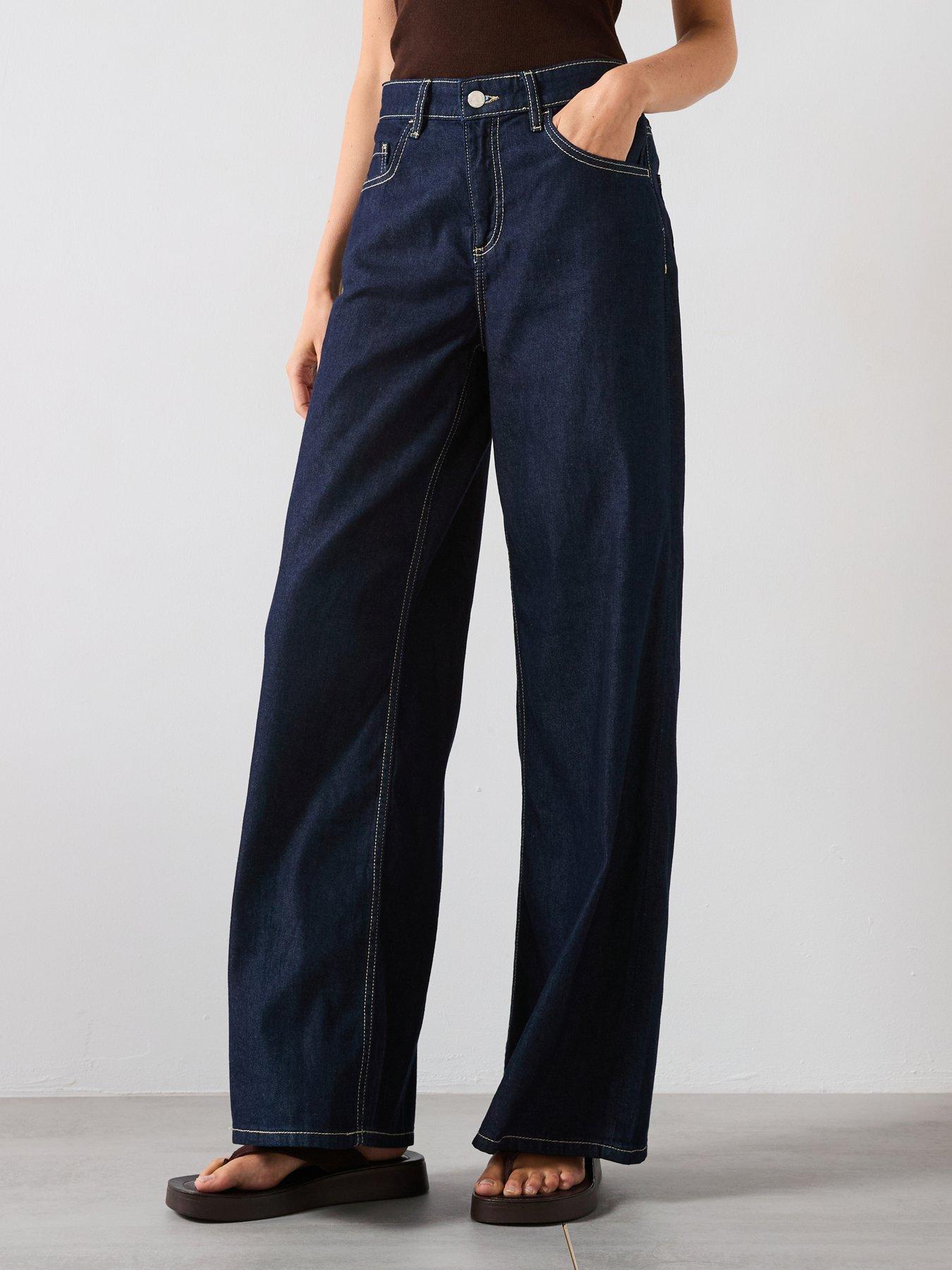 Image 1 of 6 of Mango Low Waist Wide leg Jeans - Blue