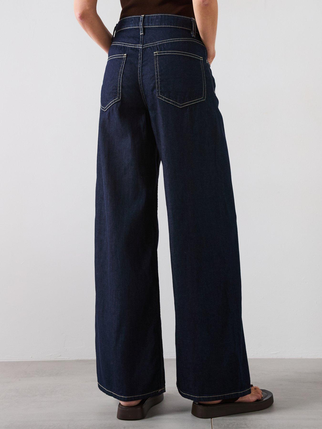 Image 2 of 6 of Mango Low Waist Wide leg Jeans - Blue