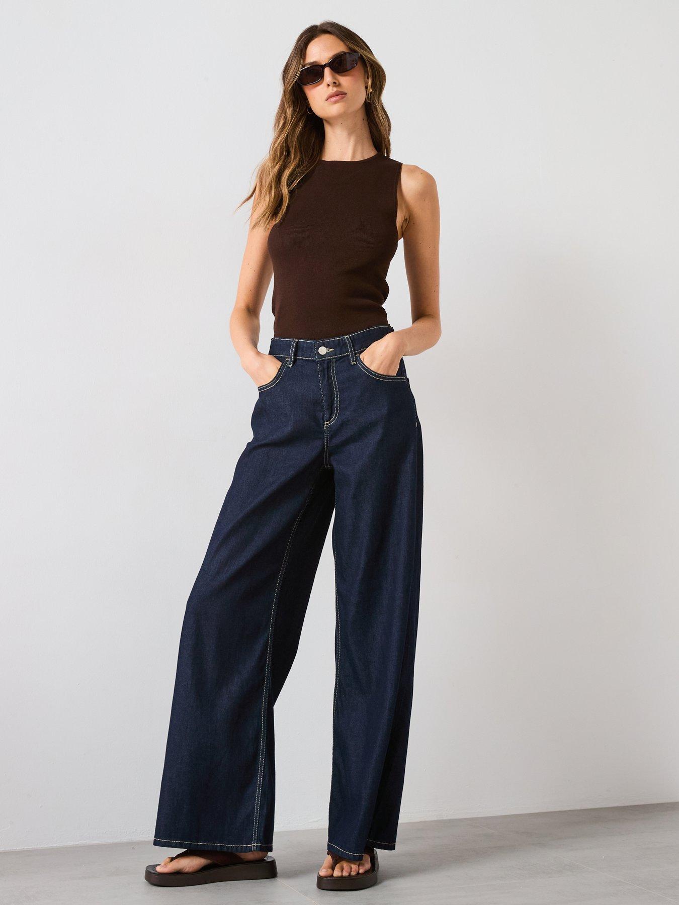 Image 3 of 6 of Mango Low Waist Wide leg Jeans - Blue