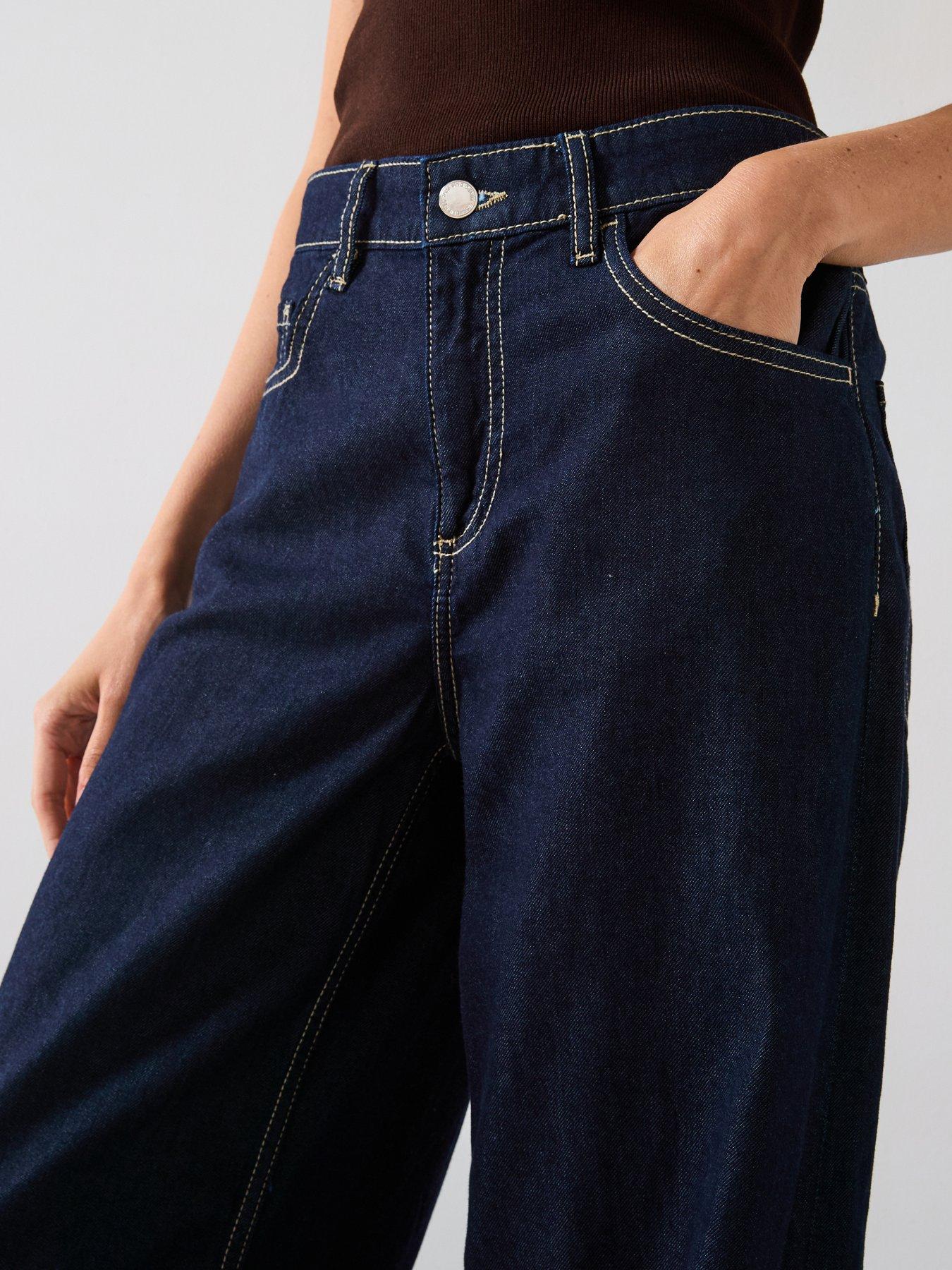 Image 4 of 6 of Mango Low Waist Wide leg Jeans - Blue