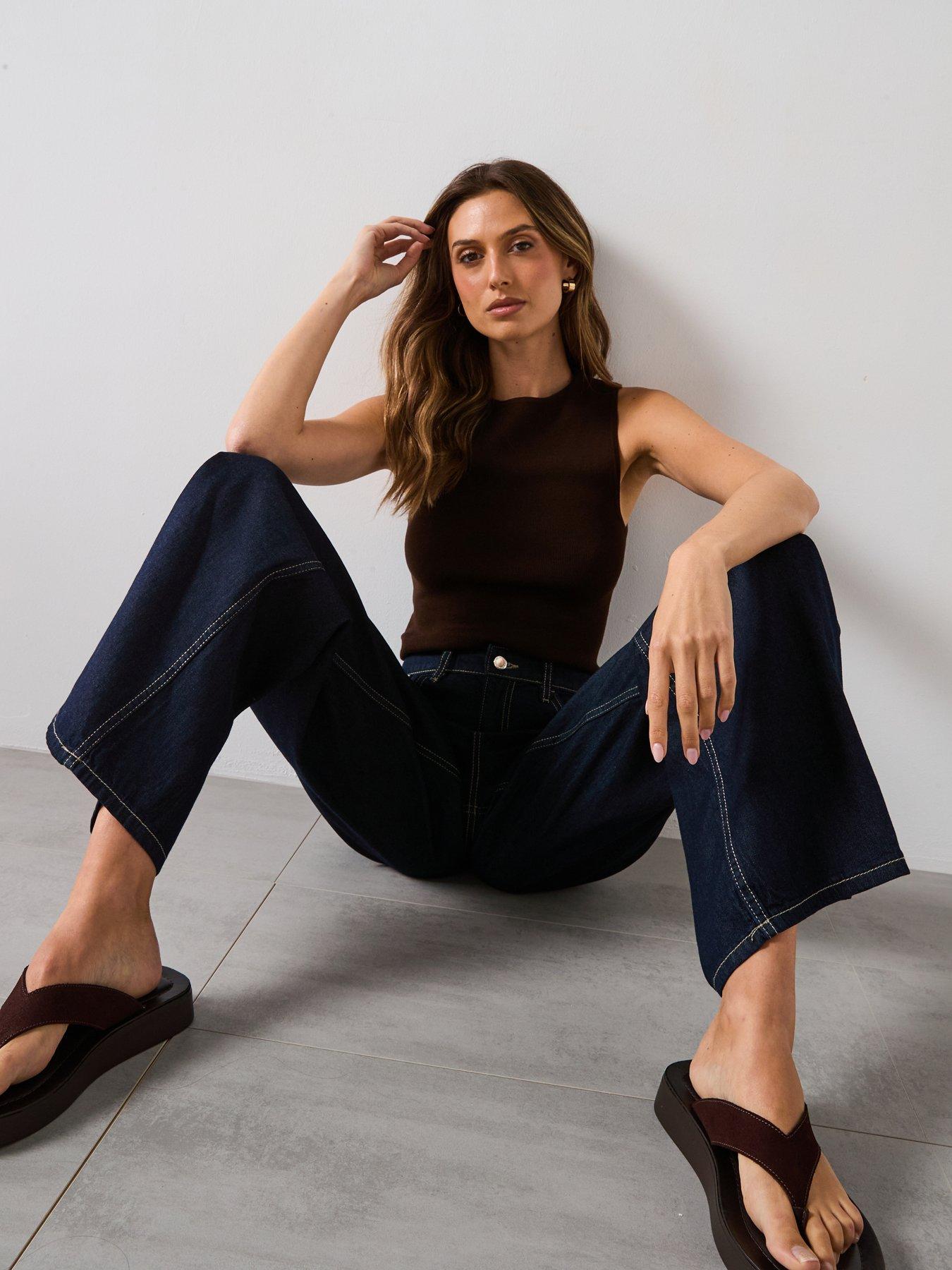 Image 6 of 6 of Mango Low Waist Wide leg Jeans - Blue