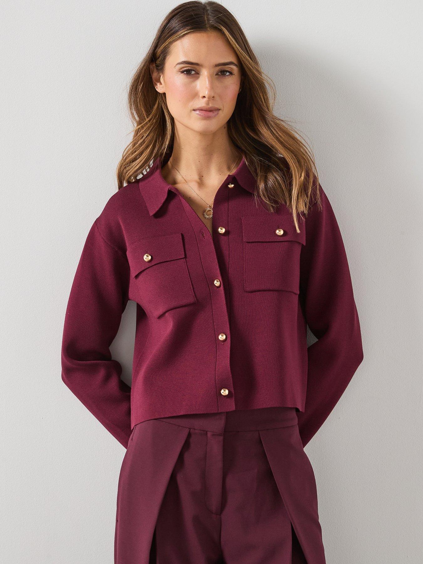 mango-pocket-knit-jacket-winefront