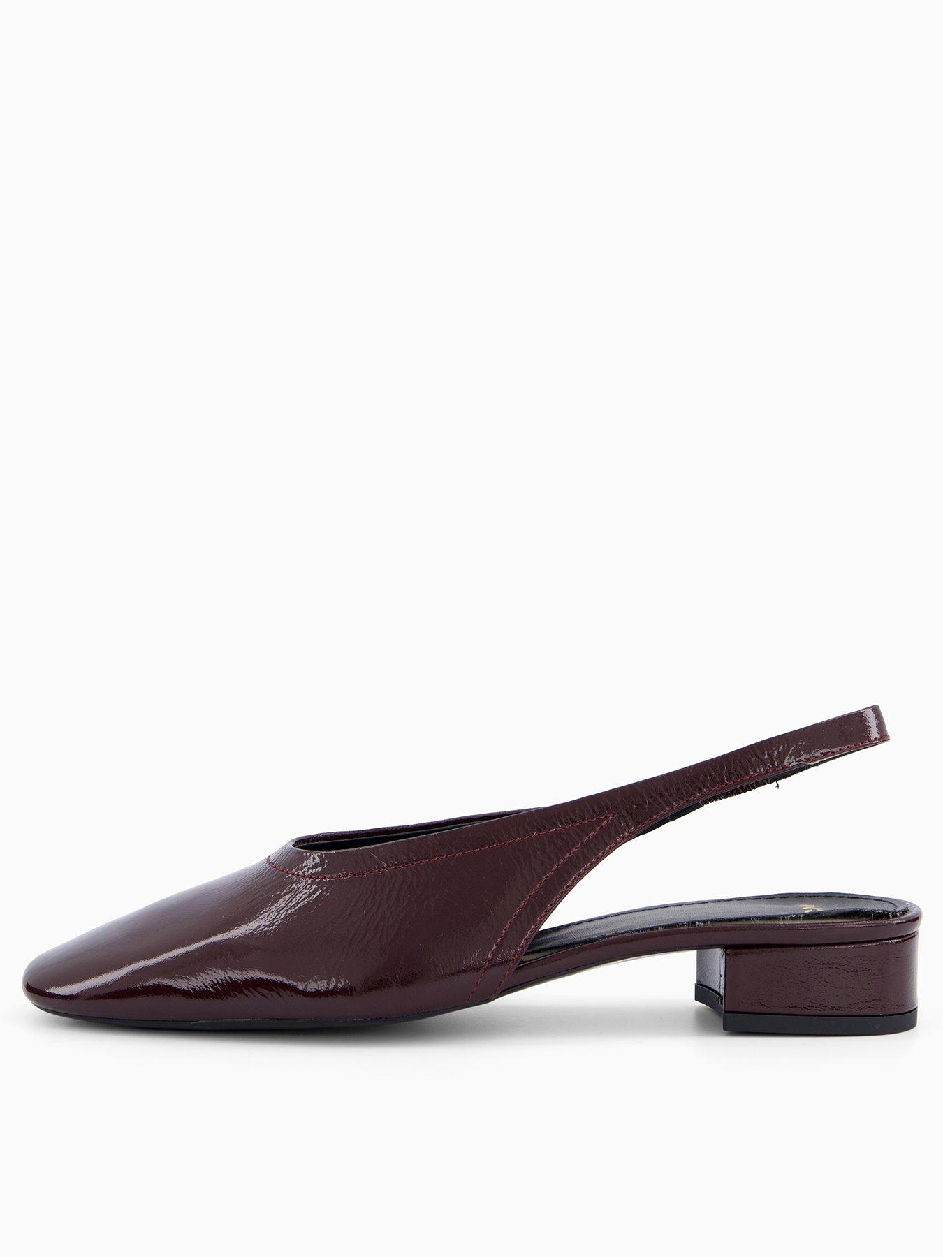 Mango Block Heel Leather Shoes - Red