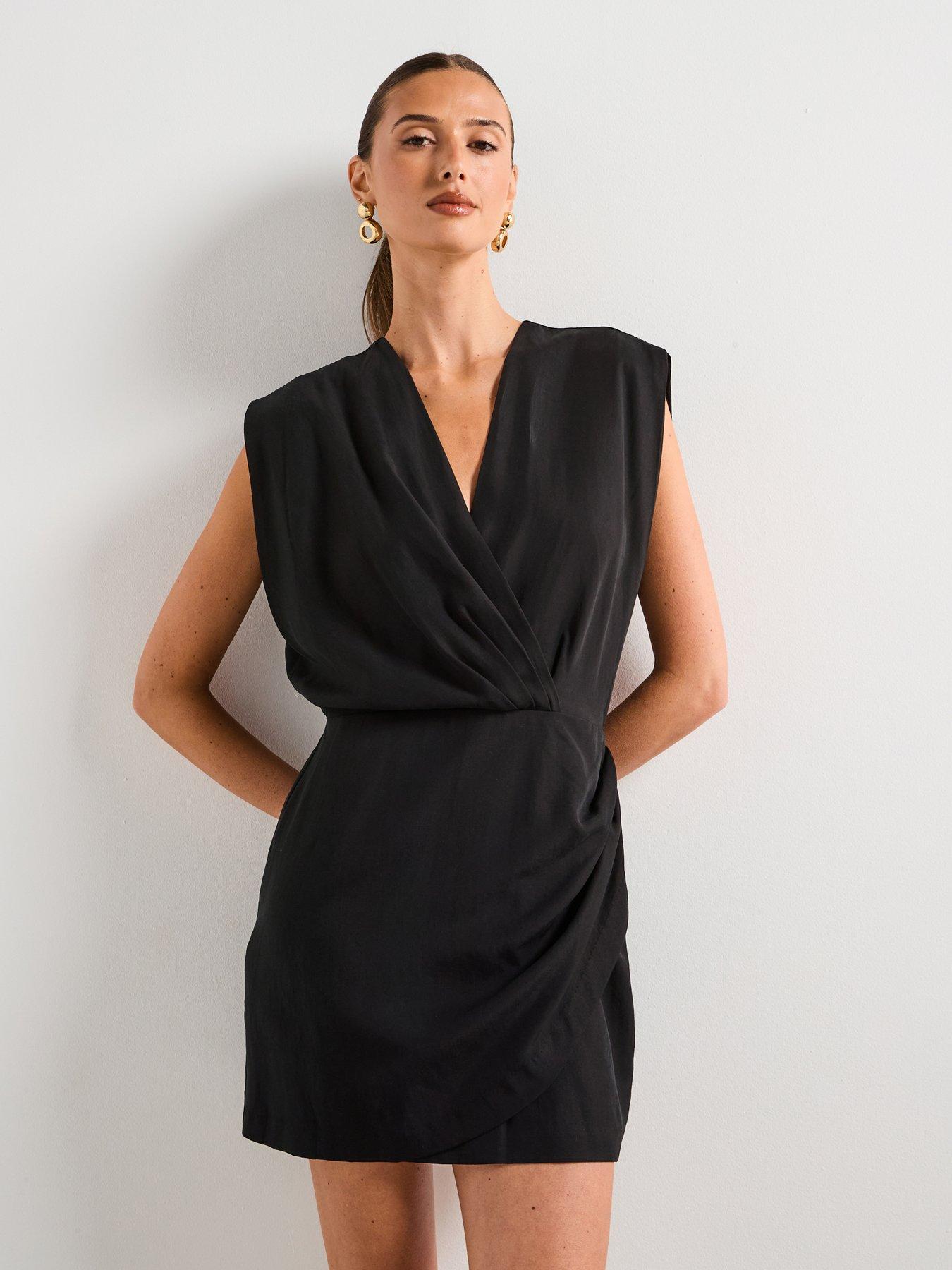 mango-lyocell-wrap-dress-black