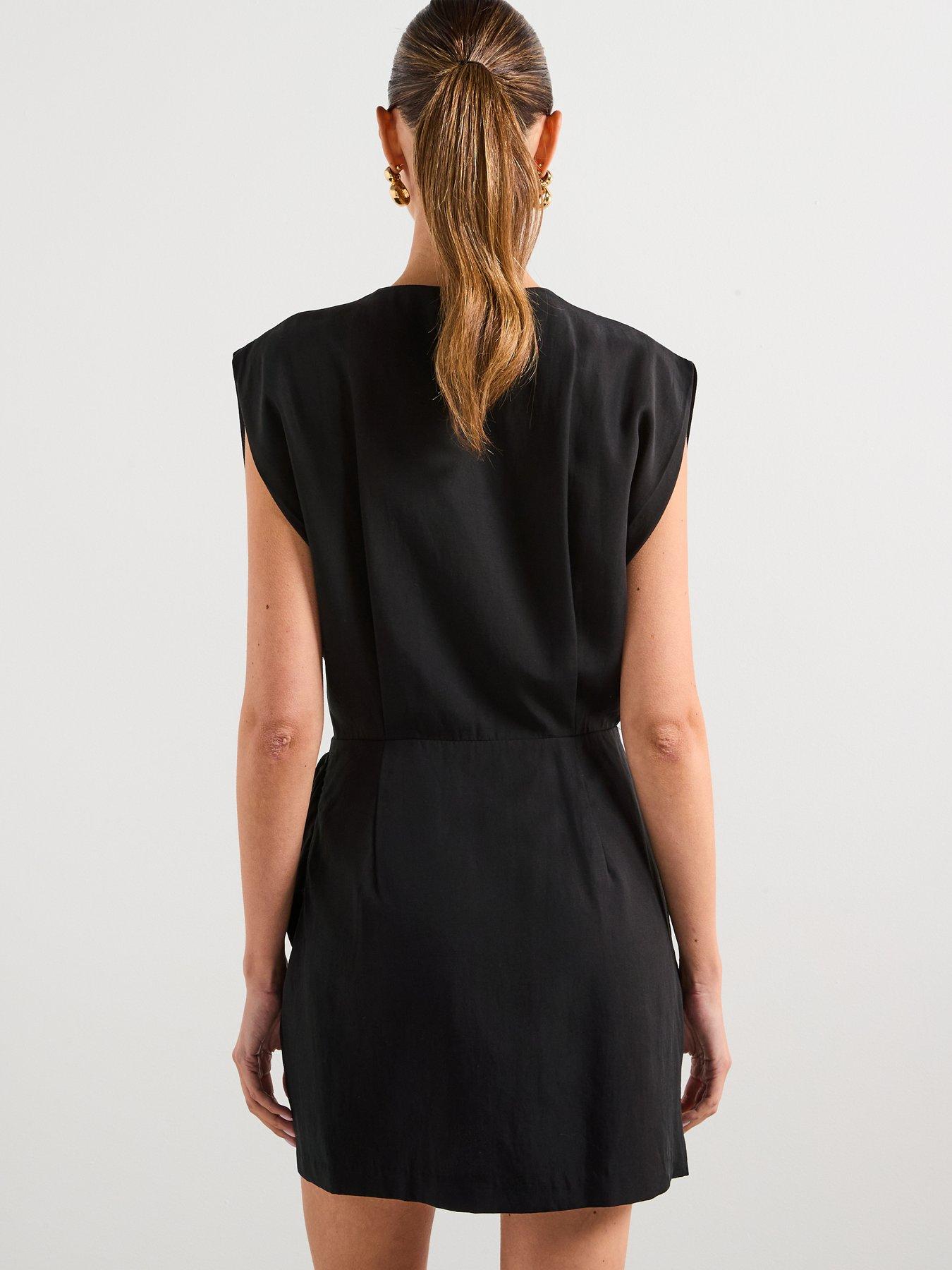 mango-lyocell-wrap-dress-blackstillFront