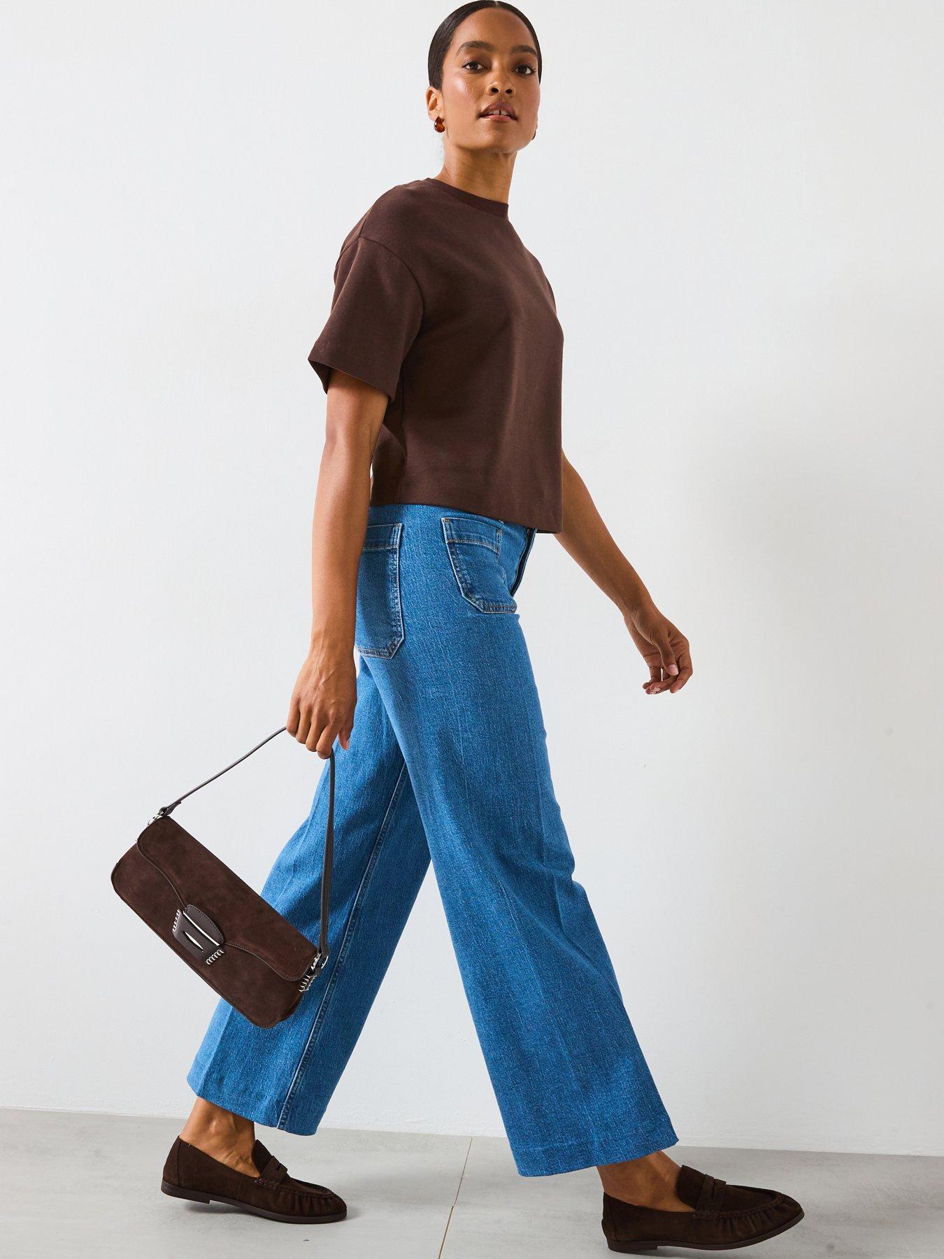 Mango Pocket Front Jessie Wide Leg Jeans - Blue