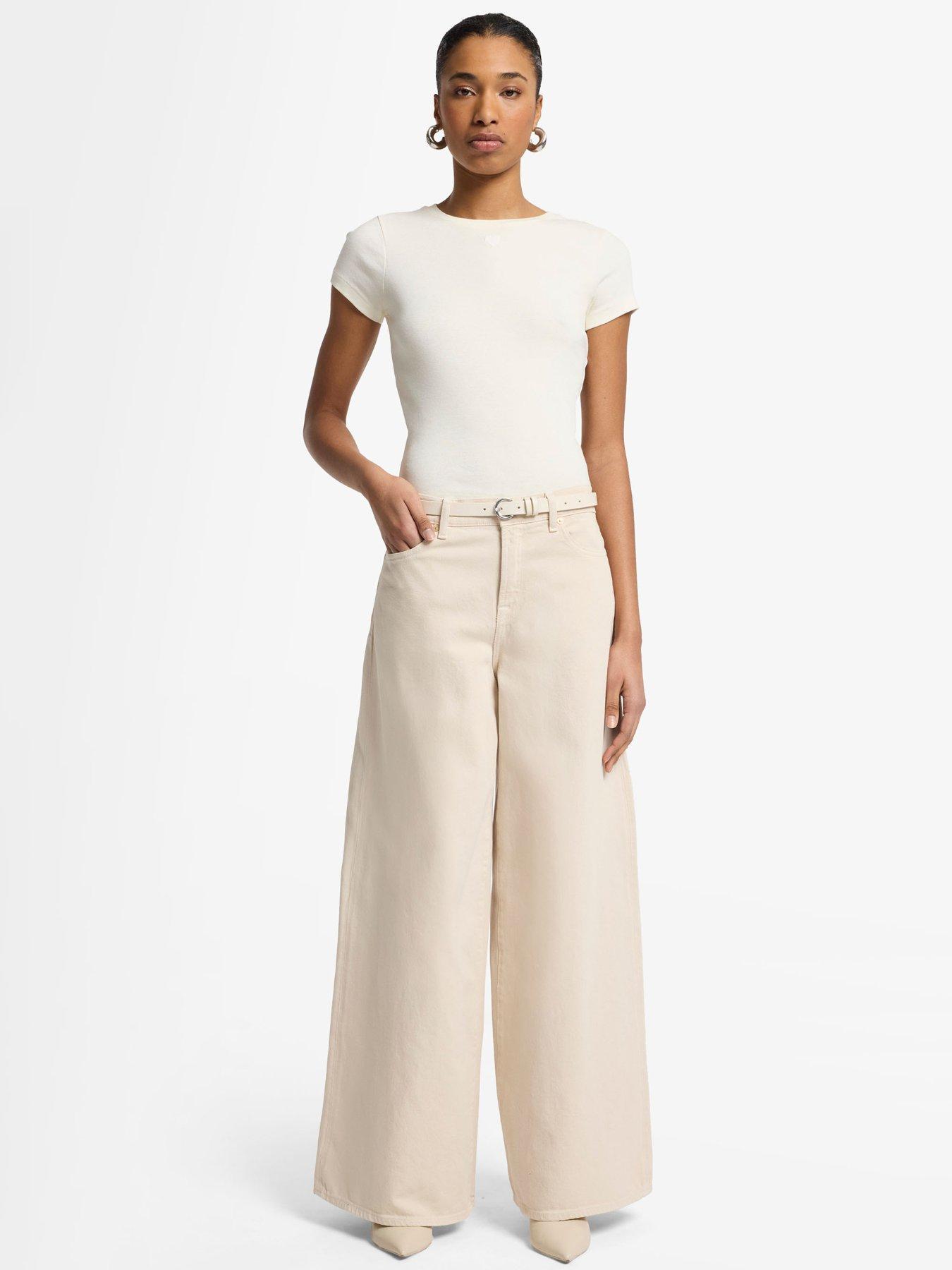 Image 3 of 6 of 7 FOR ALL MANKIND Marie Wide Leg Jeans - Cream