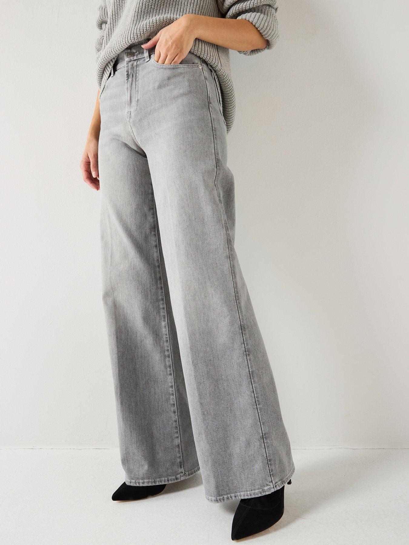 7 FOR ALL MANKIND Lotta Wide Leg Jeans - Grey
