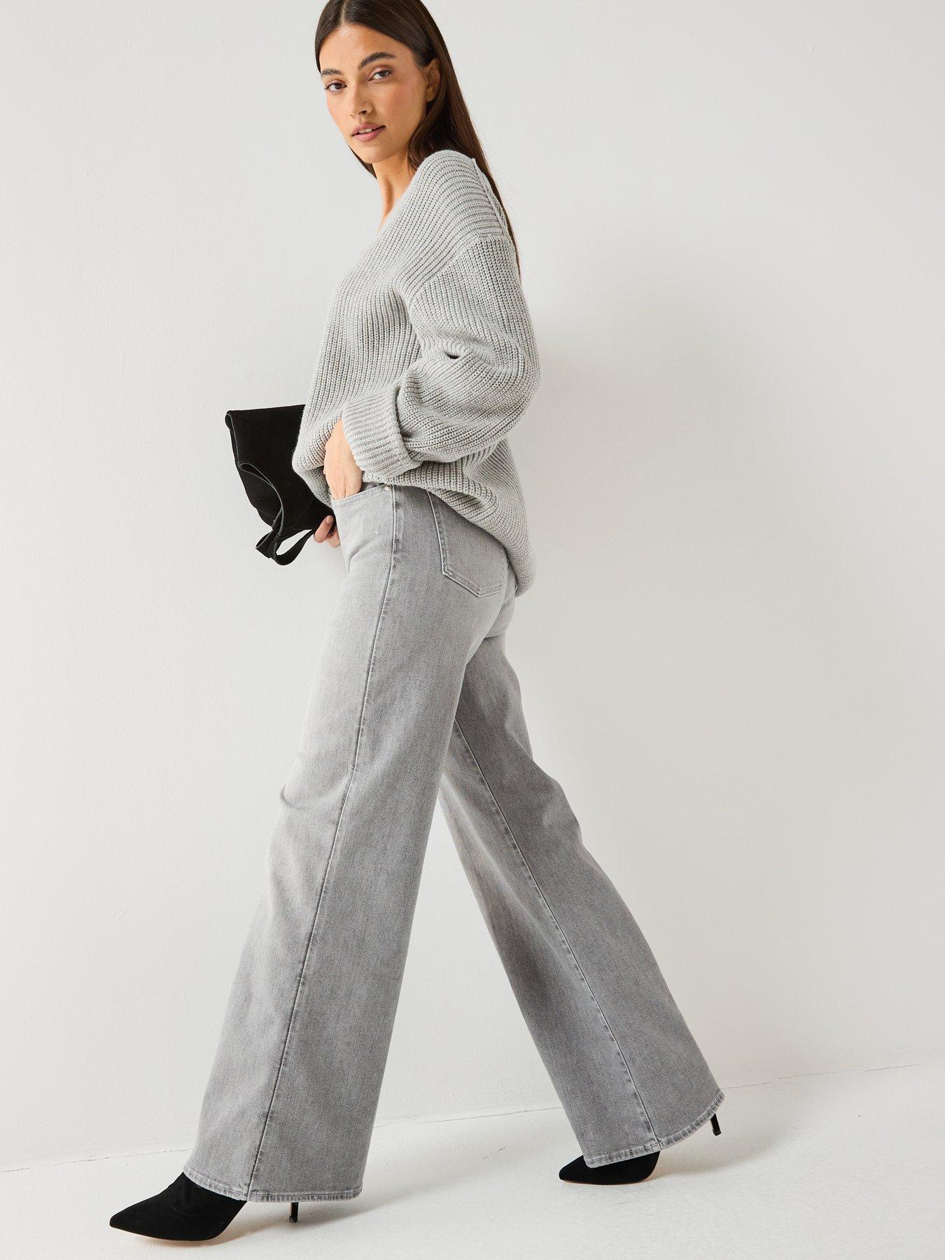Image 5 of 6 of 7 FOR ALL MANKIND Lotta Wide Leg Jeans - Grey