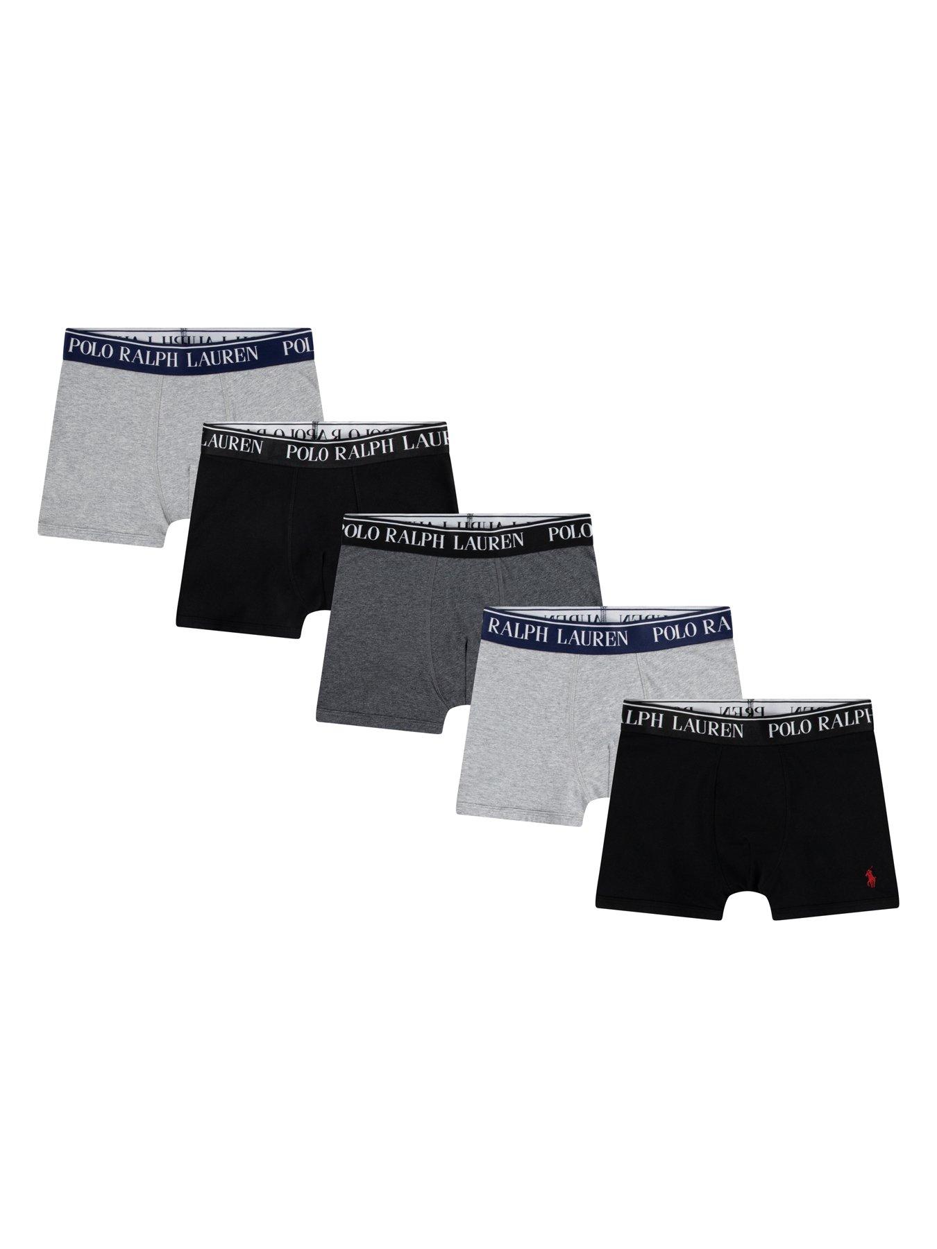 Polo Ralph Lauren Boys 5 Pack Cotton Stretch Logo Boxers - Grey