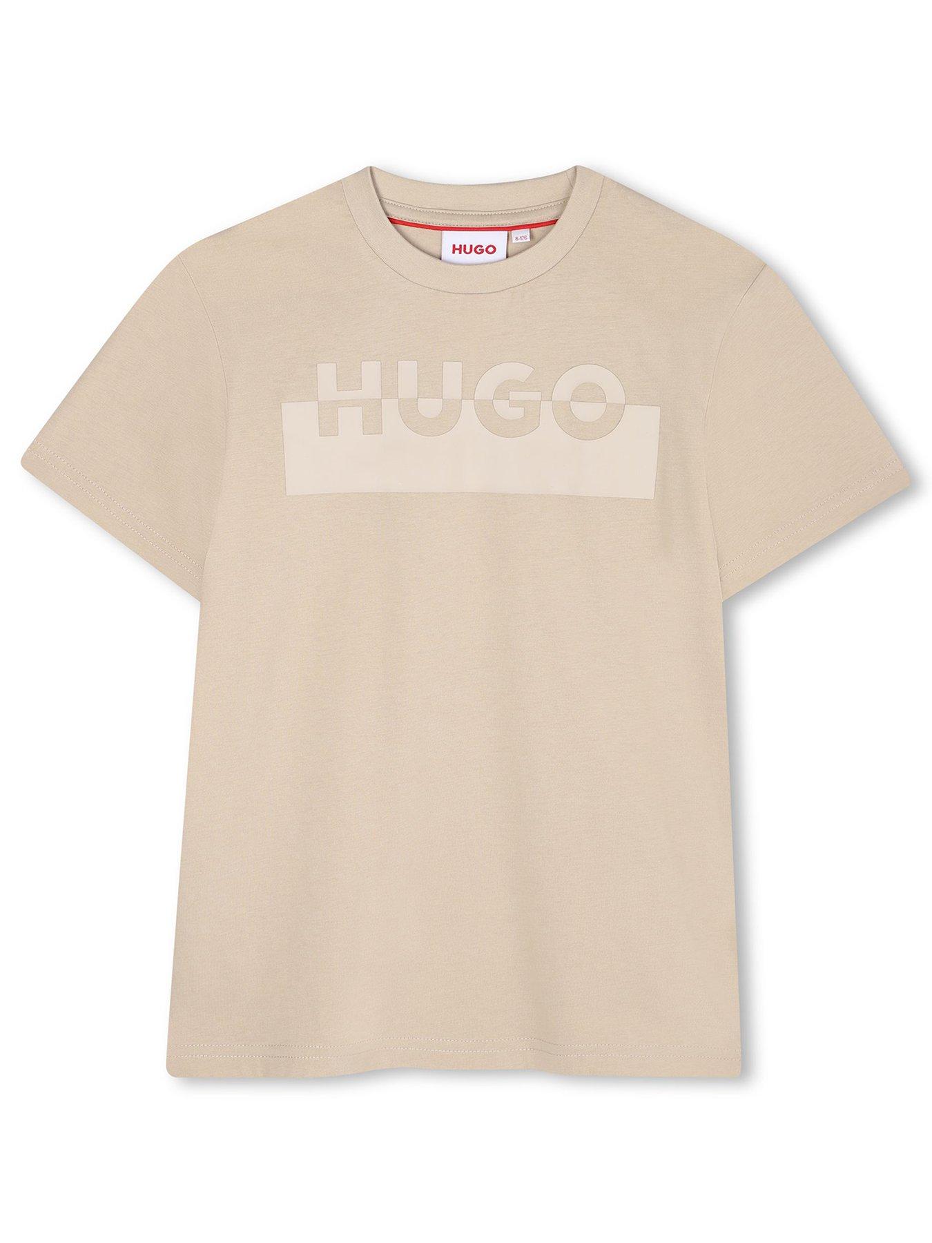 hugo-boys-logo-t-shirt-beige