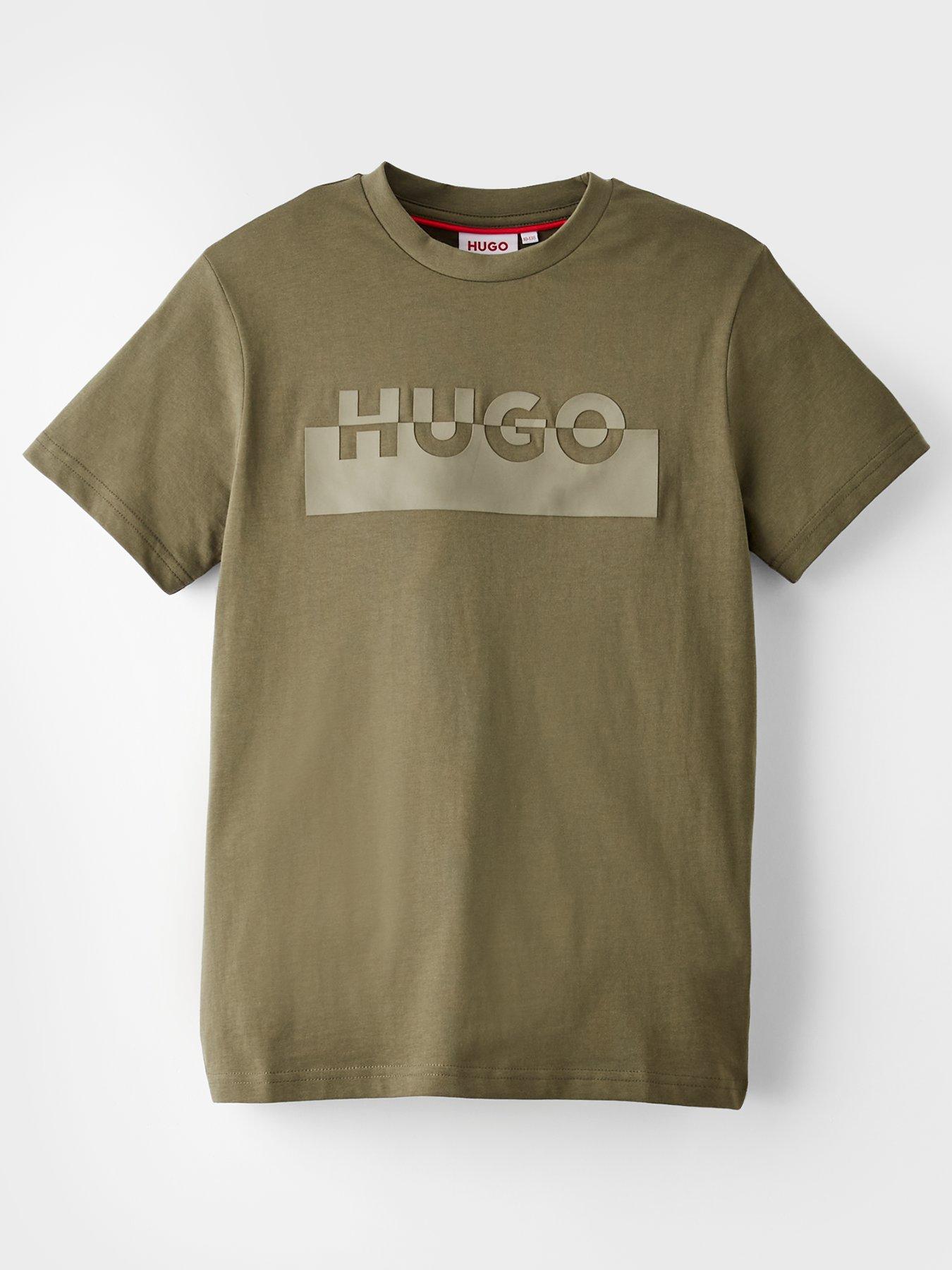 HUGO Boys Logo T-Shirt - Khaki