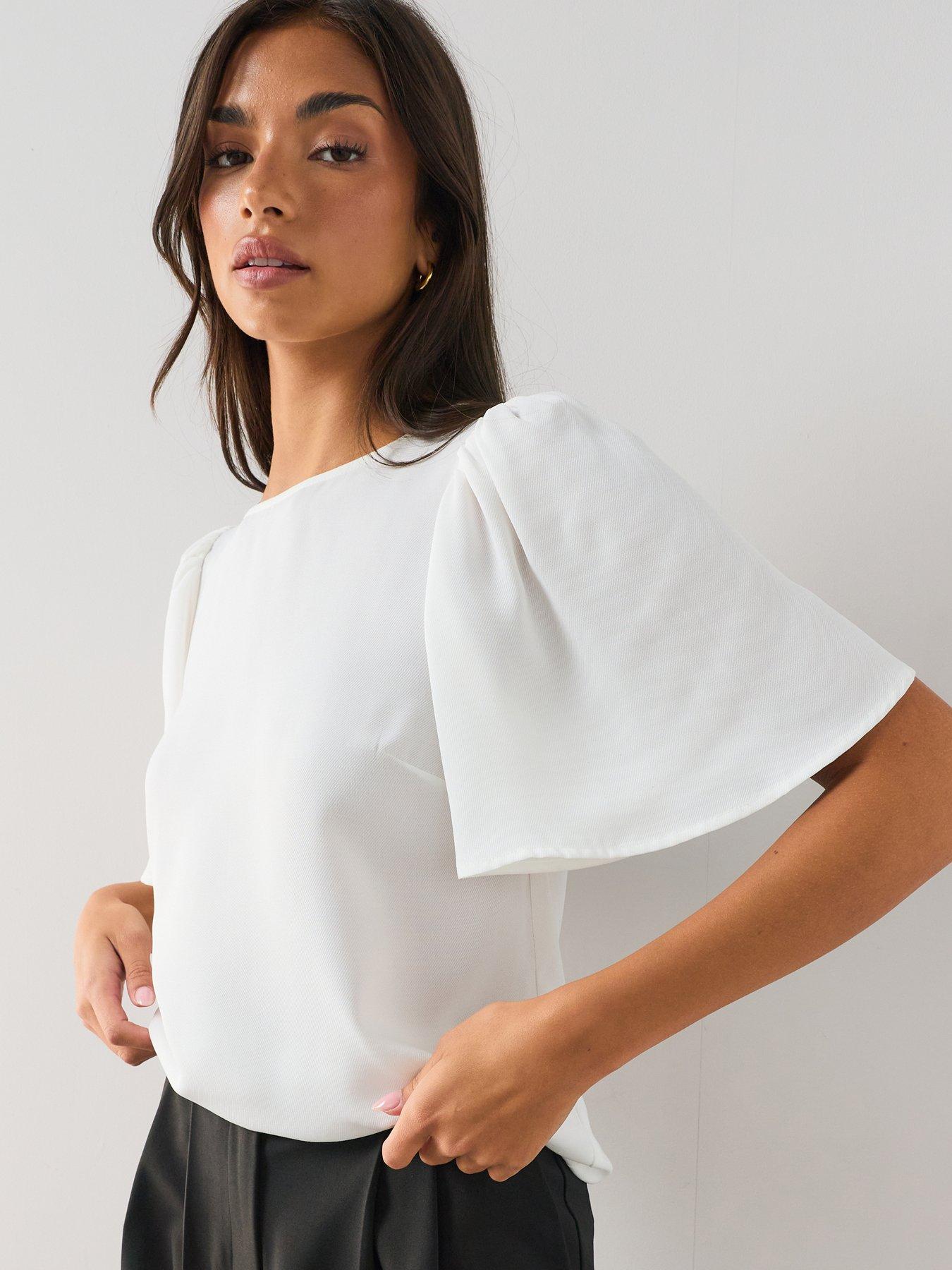 the-very-collection-angel-sleeve-plain-blouse-white