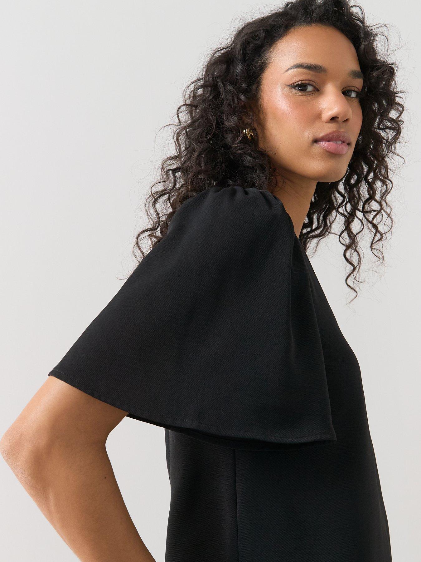 the-very-collection-angel-sleeve-plain-blouse-blackstillFront