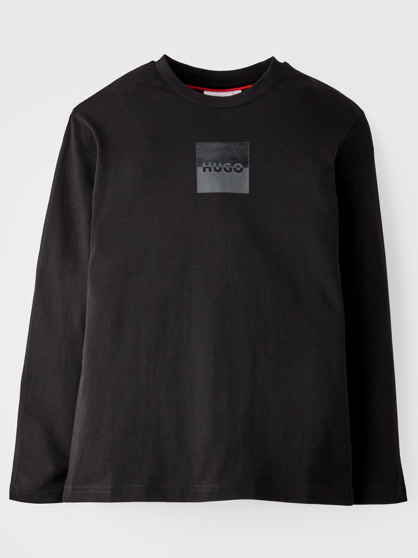HUGO Boys Logo Long Sleeve T-Shirt - Black