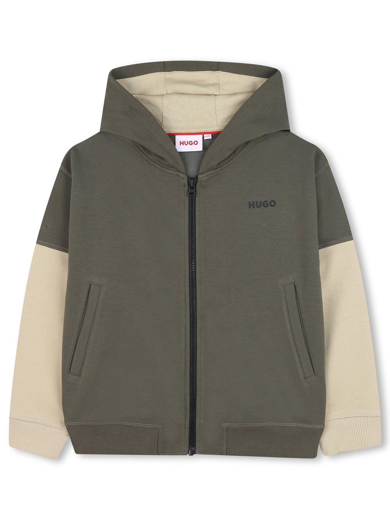 HUGO Boys Colour Block Zip Through Hoodie - Multi