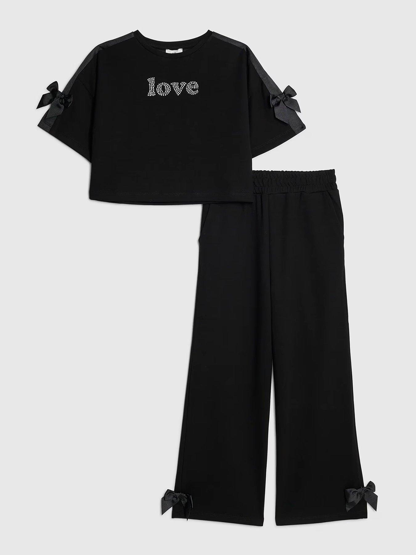 River Island Older Girls Clean T-Shirt  &  Jogger Set