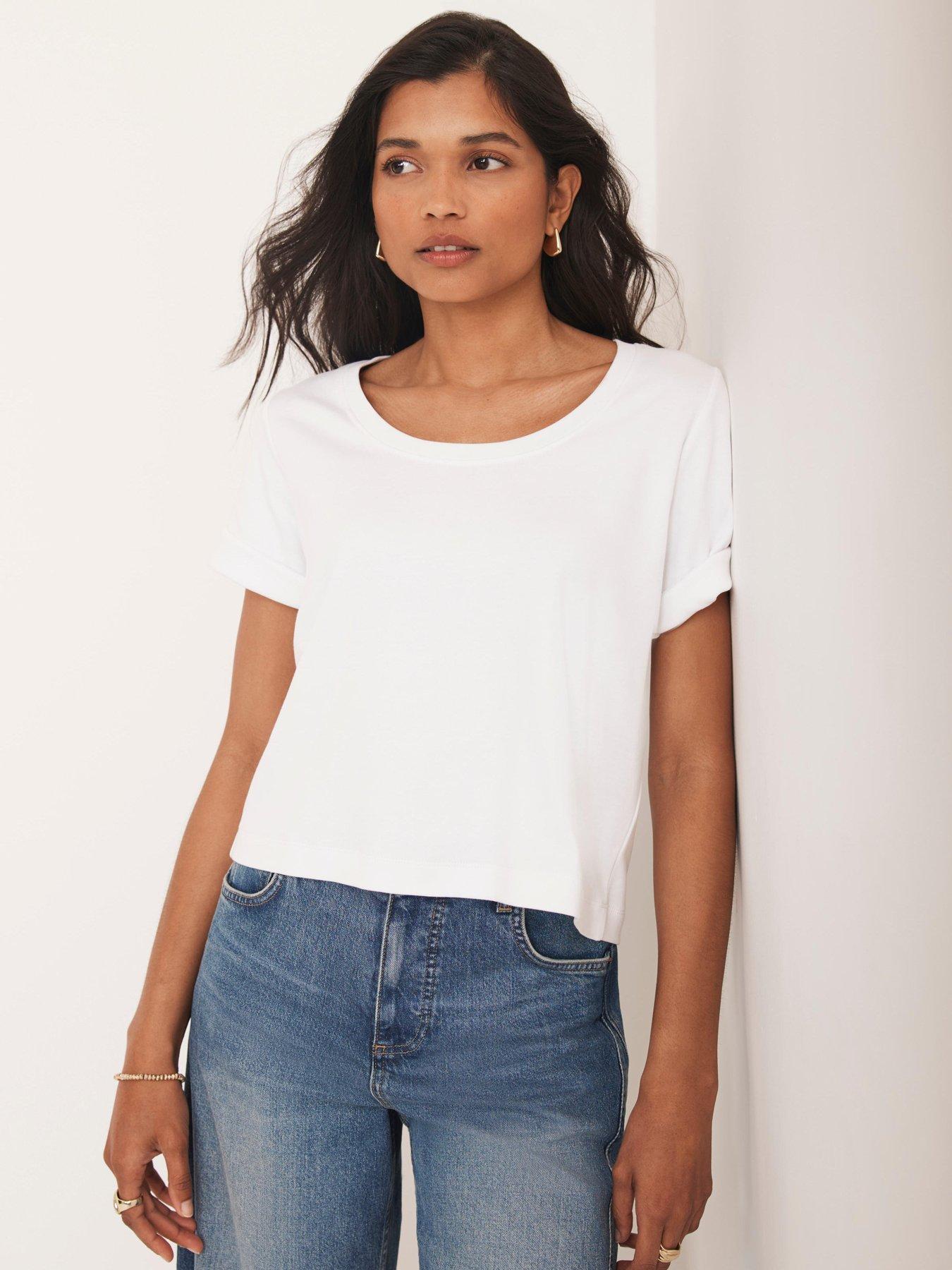 Mint Velvet Ivory Scoop Neck Ultimate Top - White