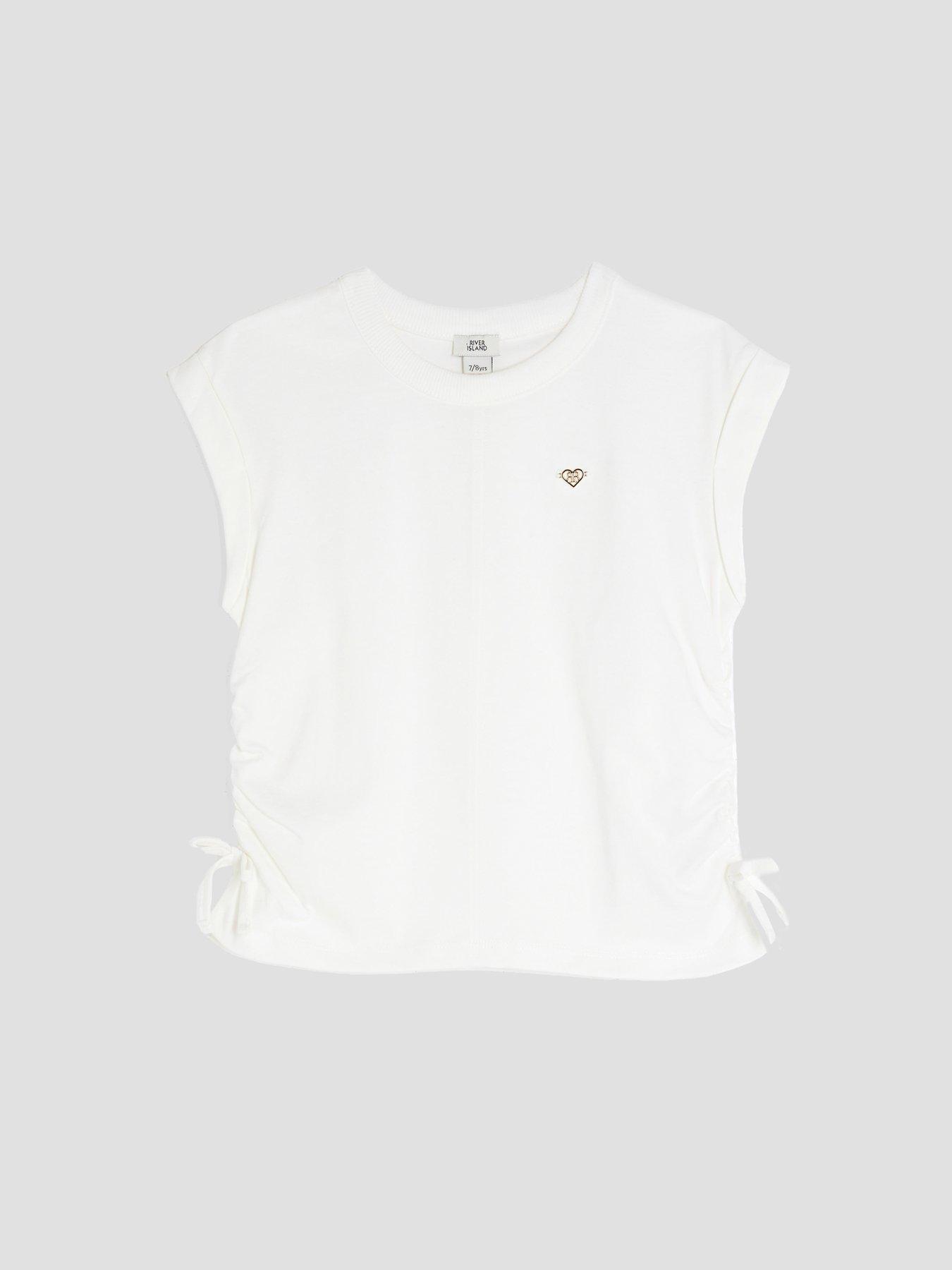 River Island Older Girls Ruched Side Top - White