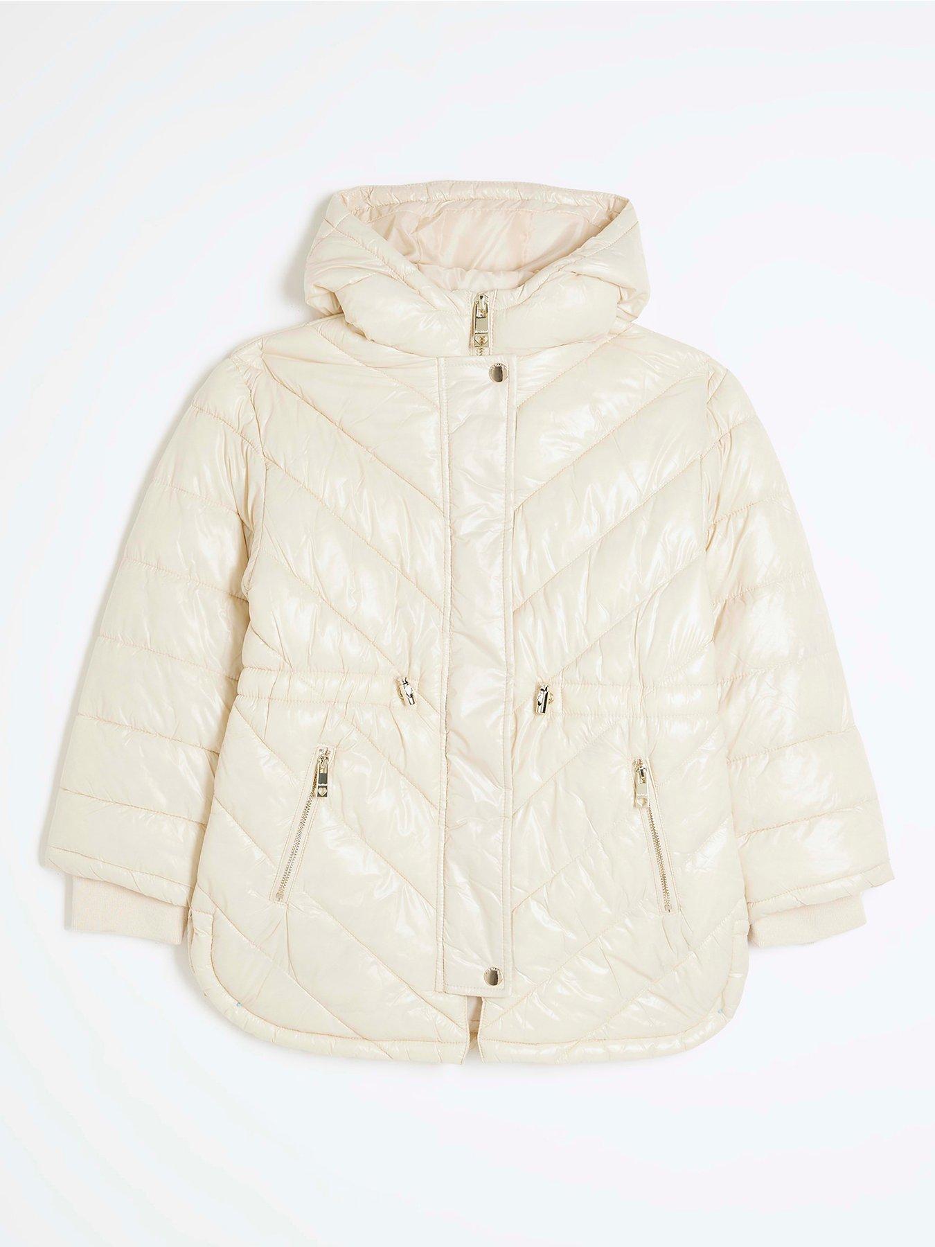 River Island Older Girls Hooded Padded Coat - Cream