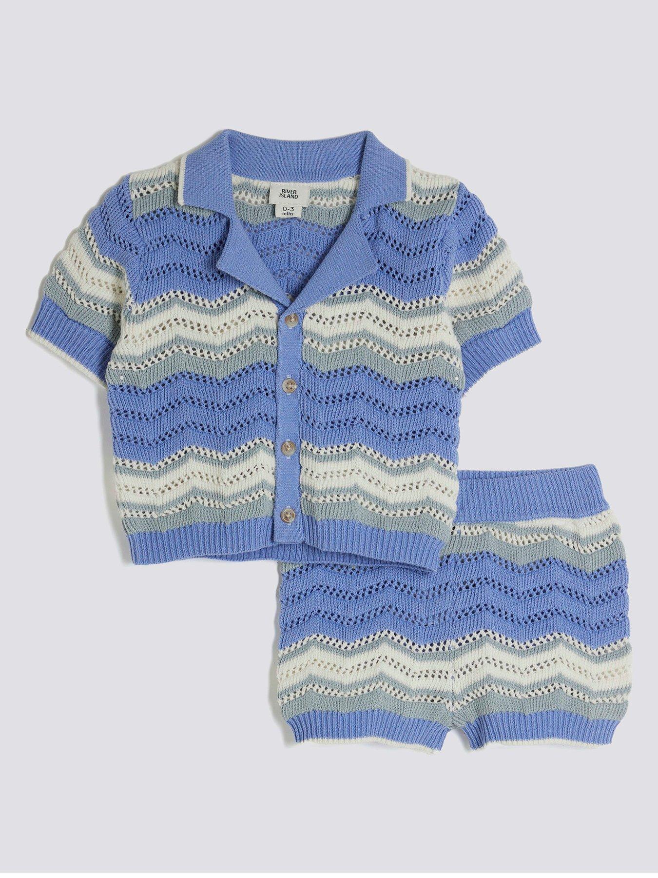 river-island-baby-boys-wavy-textured-shorts-set-blue