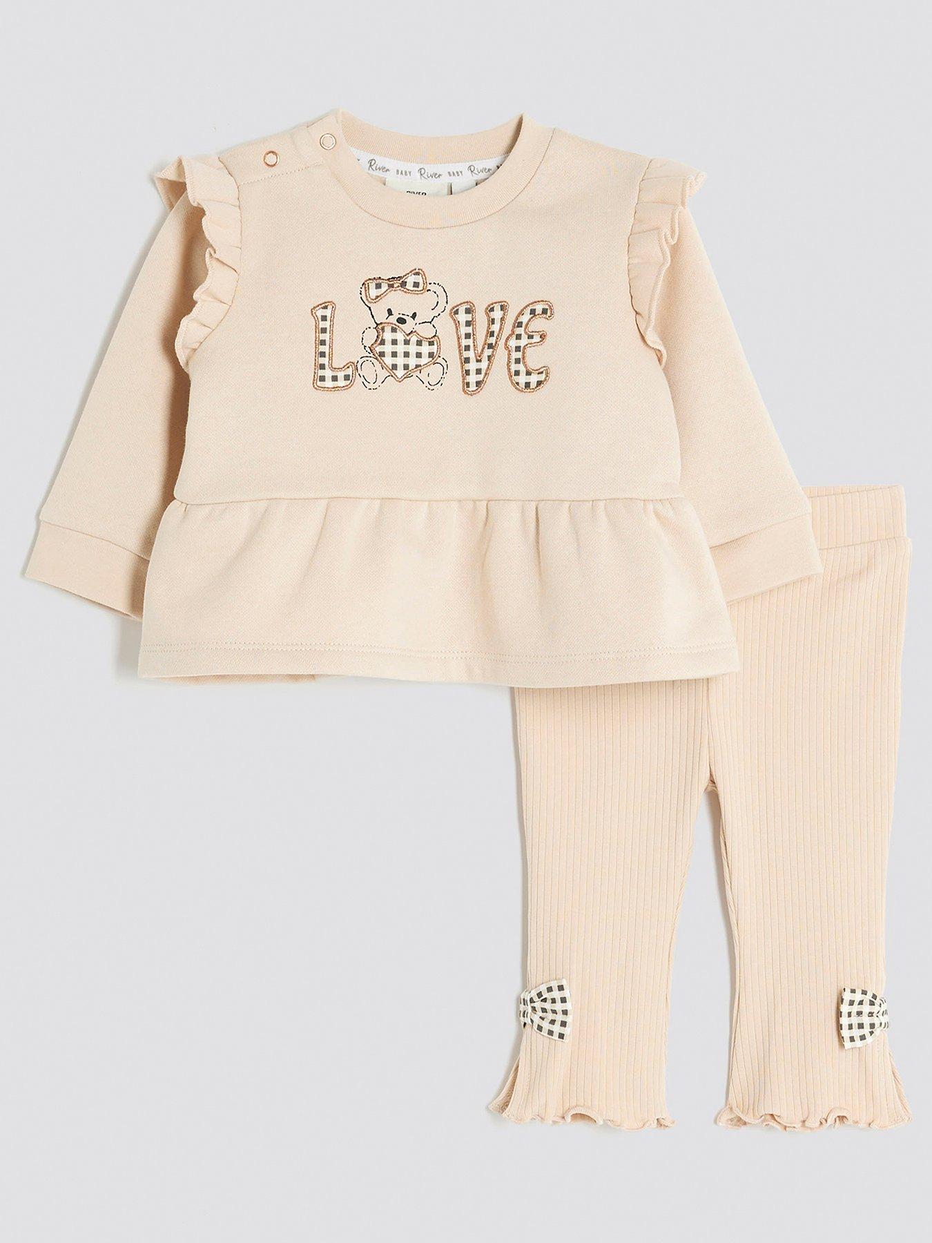 River Island Baby Girls Peplum Sweatshirt Set - Beige