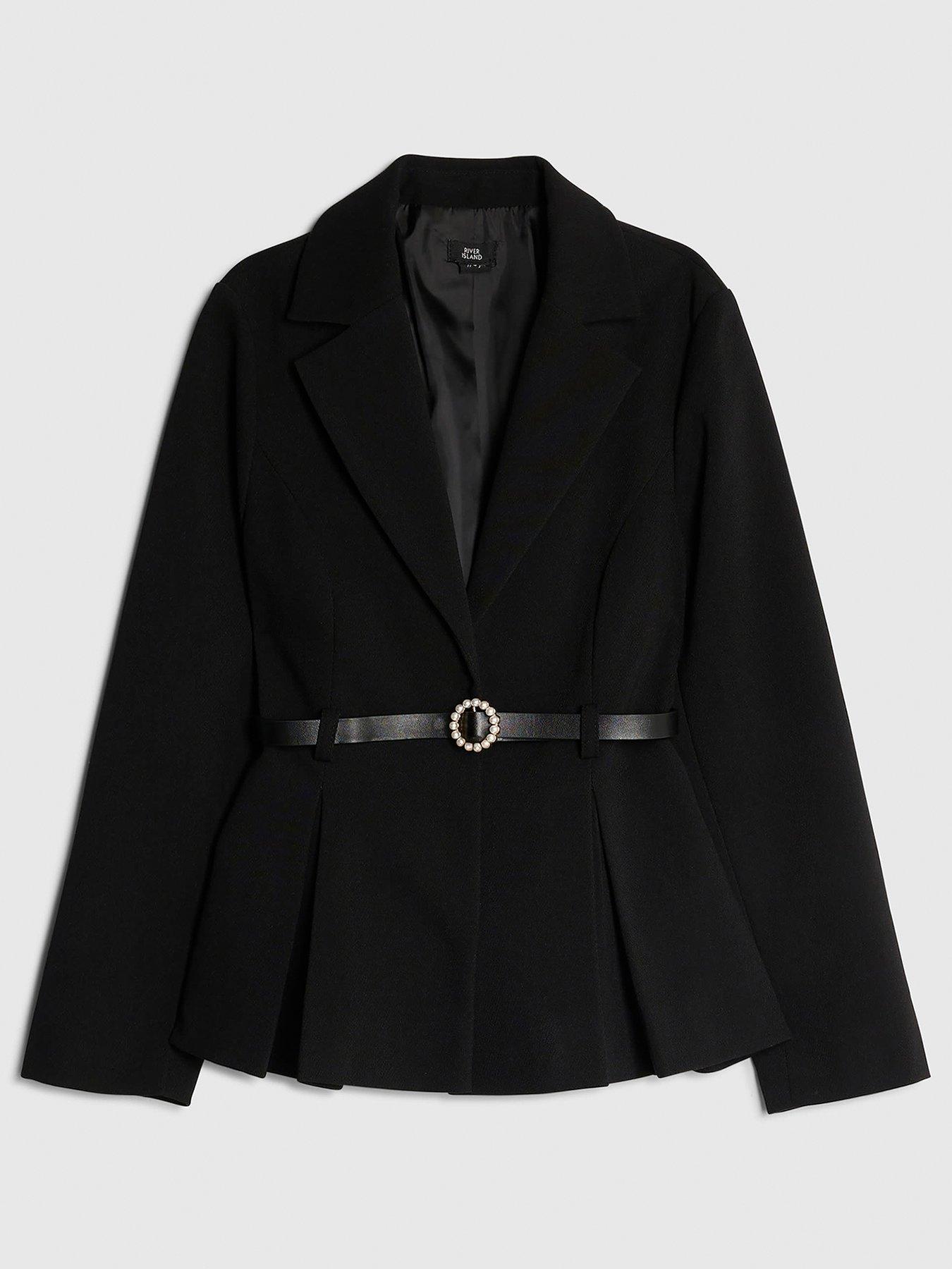 river-island-older-girls-belted-blazer-black