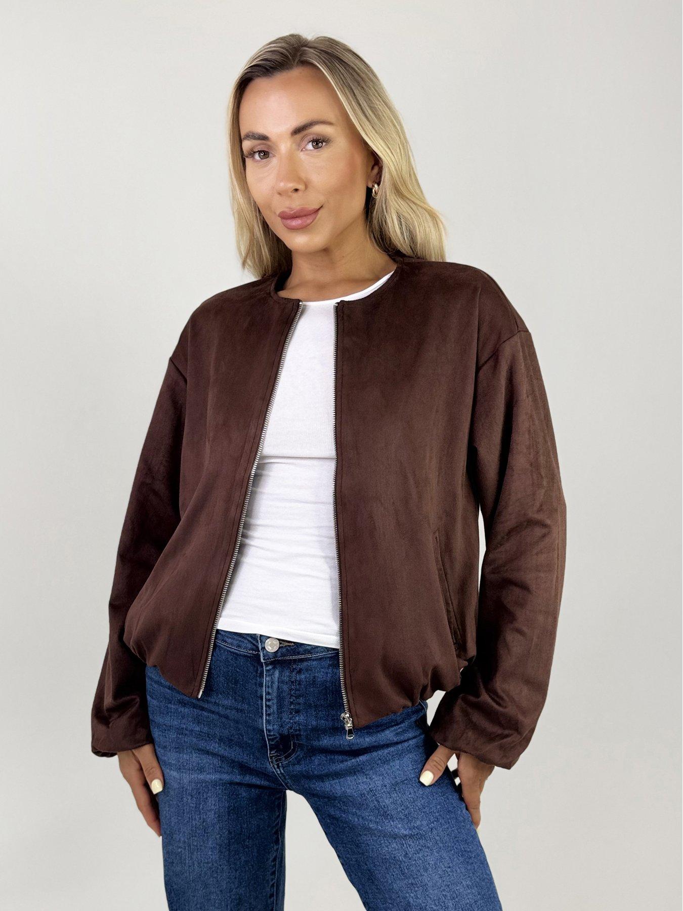 Image 1 of 5 of AX Paris Chocolate Blouson Jacket - Brown