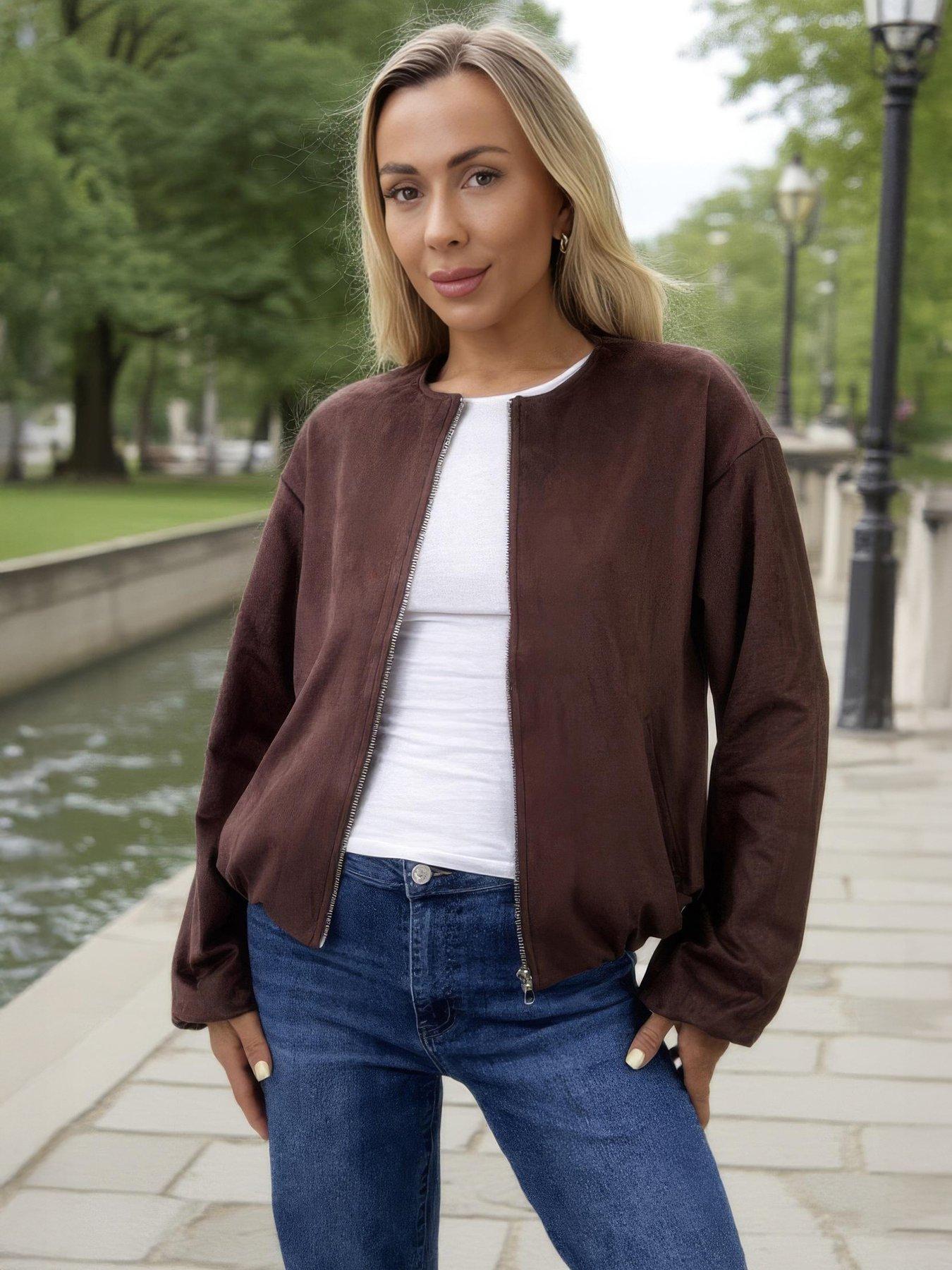 Image 4 of 5 of AX Paris Chocolate Blouson Jacket - Brown