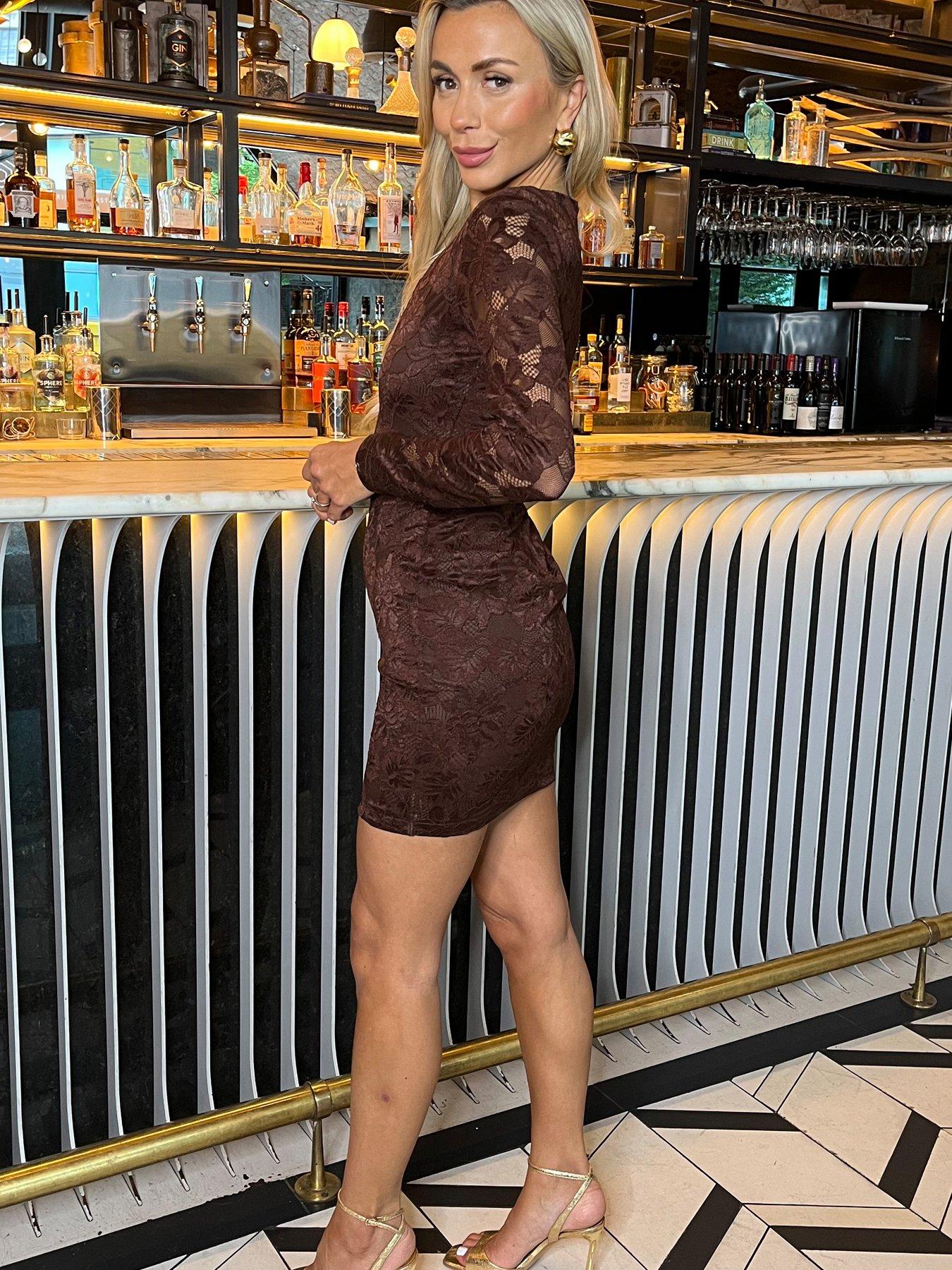 Image 5 of 5 of AX Paris Mini Dress - Chocolate Brown