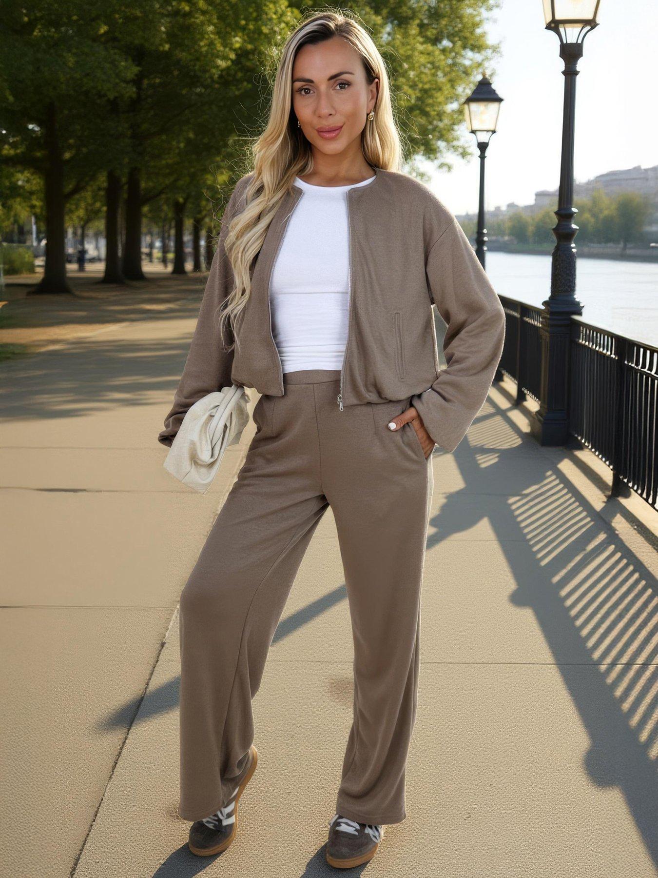 AX Paris Wide Leg Jogger - Mocha